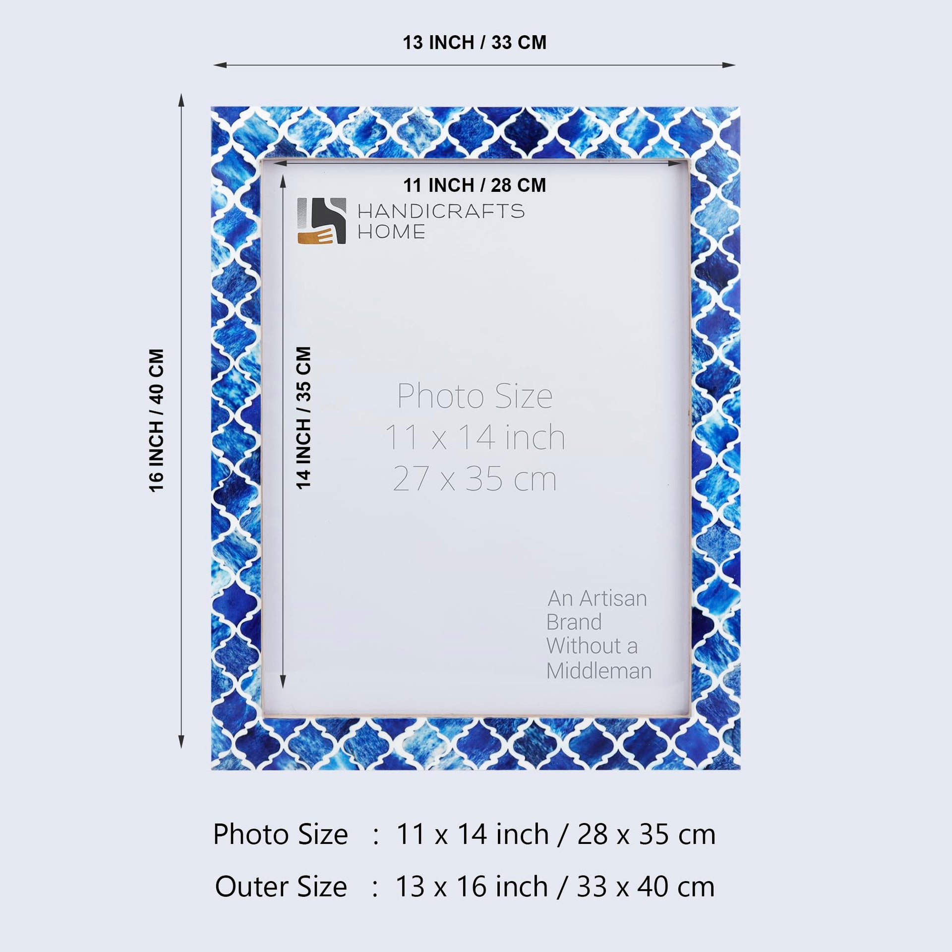 Poster Frames Moroccan Pattern Bone & Resin Inlay collection, Blue, 19 Sizes
