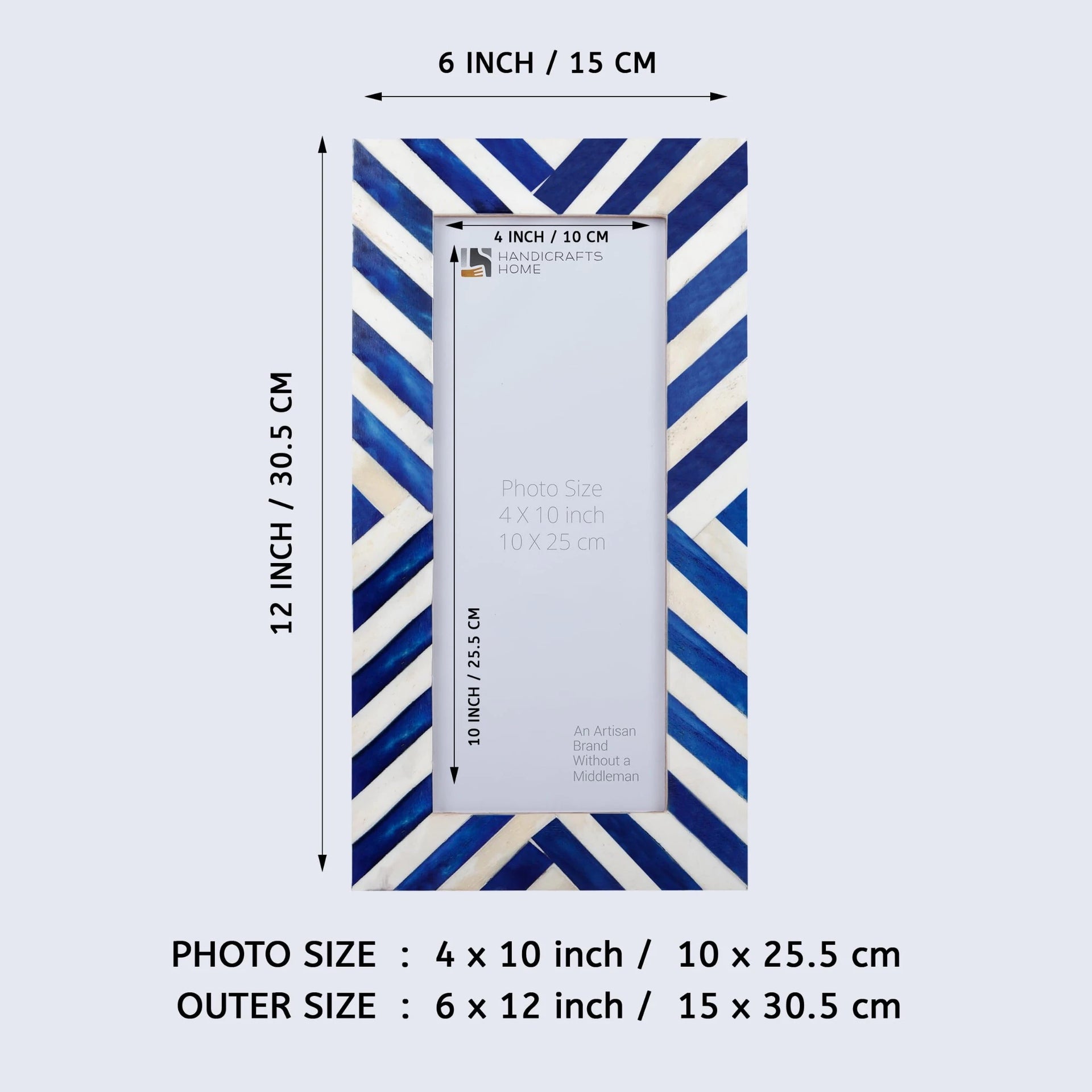 Poster Frame Chevron Collection, Bone Inlay, Blue, 21 Sizes