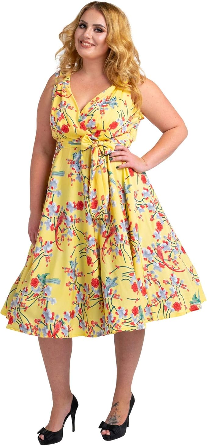 Women’s 70s Vintage Swing Dress Retro Fit & Flare Style Cocktail available 2 Colors