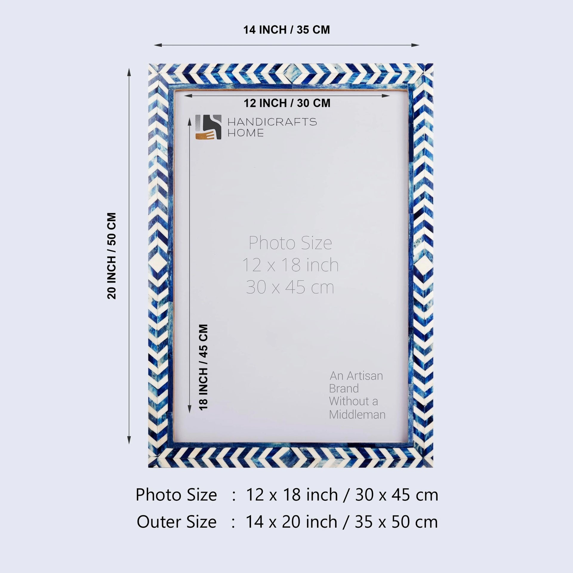 Poster Frames Taj Pattern Bone Inlay Collection, Blue, 4 Sizes