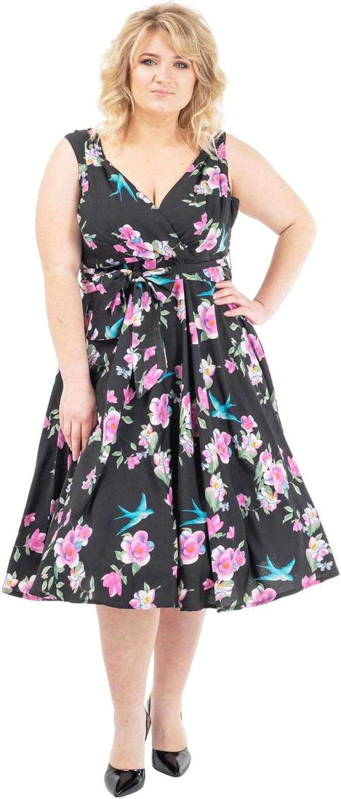 Women’s 70s Vintage Swing Dress Retro Fit & Flare Style Cocktail & Evening Dress available in 3 Colors