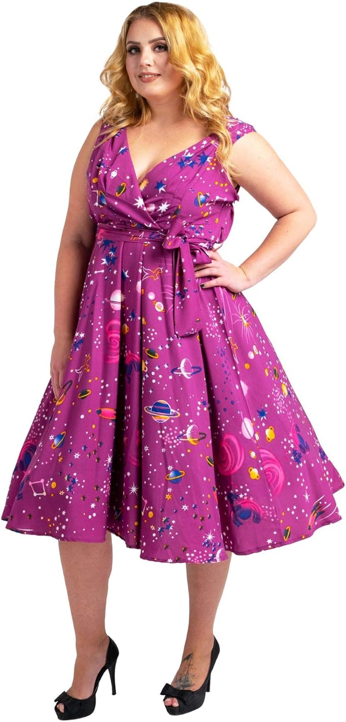 Women’s Retro Vintage Swing Dress 60s/70s Fit & Flare Cocktail Dress Available in 3 Colors