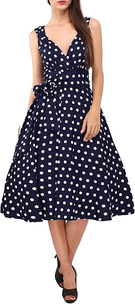 Women’s Retro Vintage Swing Dress 60s/70s Fit & Flare Cocktail Dress Available in 4 Colors