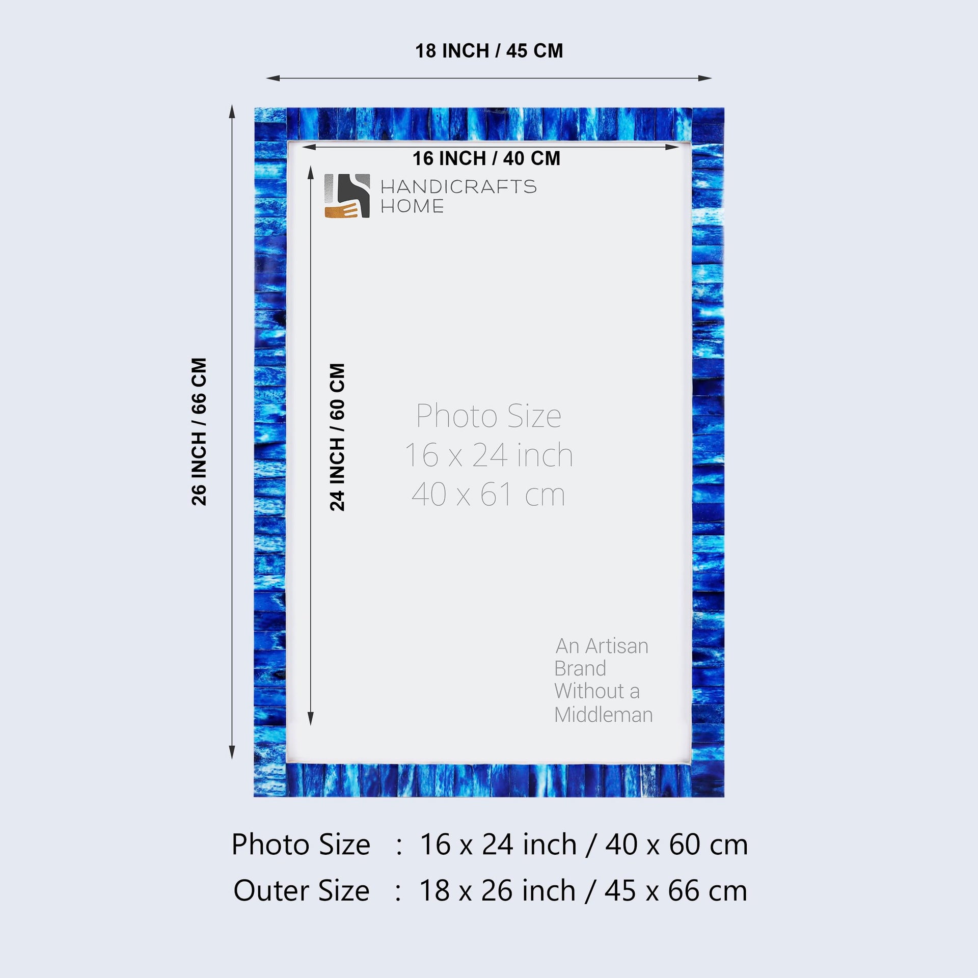 Poster Frame Classic Blue Bone Inlay, 20 Sizes