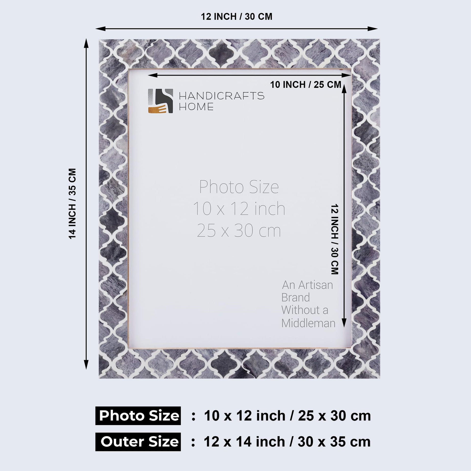Poster Frames Moroccan Pattern Bone & Resin Inlay, Grey, 15 Sizes