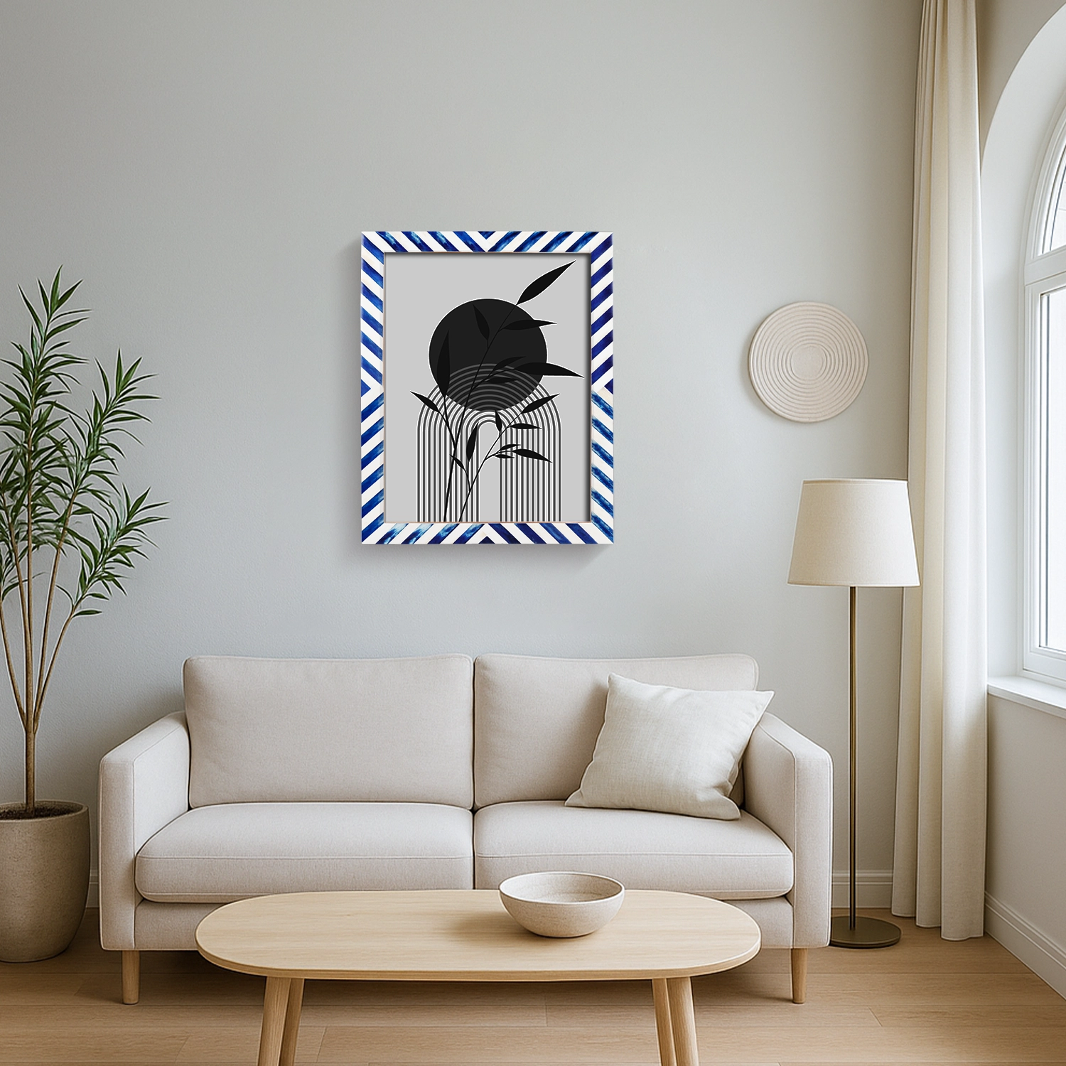 Picture Frames Chevron Pattern Bone Inlay Collection in 29 Sizes, Blue