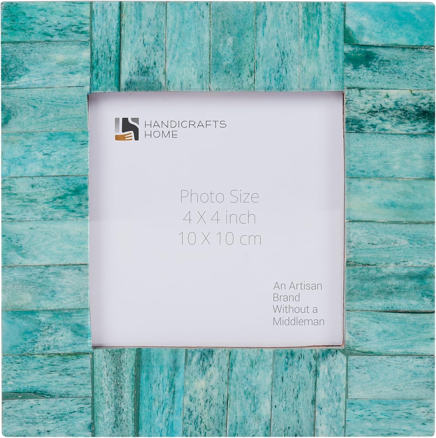 Square Baby Picture Frames Classic Pattern Bone Inlay 4x4 Inch, Green