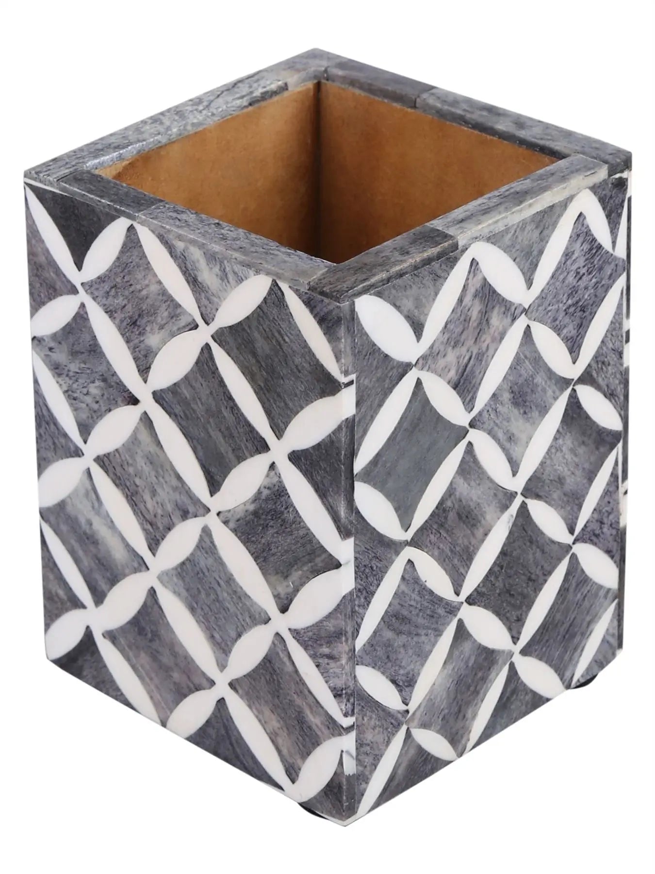 3X4 Pen Holder Star Pattern  Blue Grey