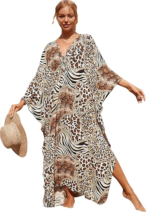 kaftan dresses floral cotton caftans for women brown one size