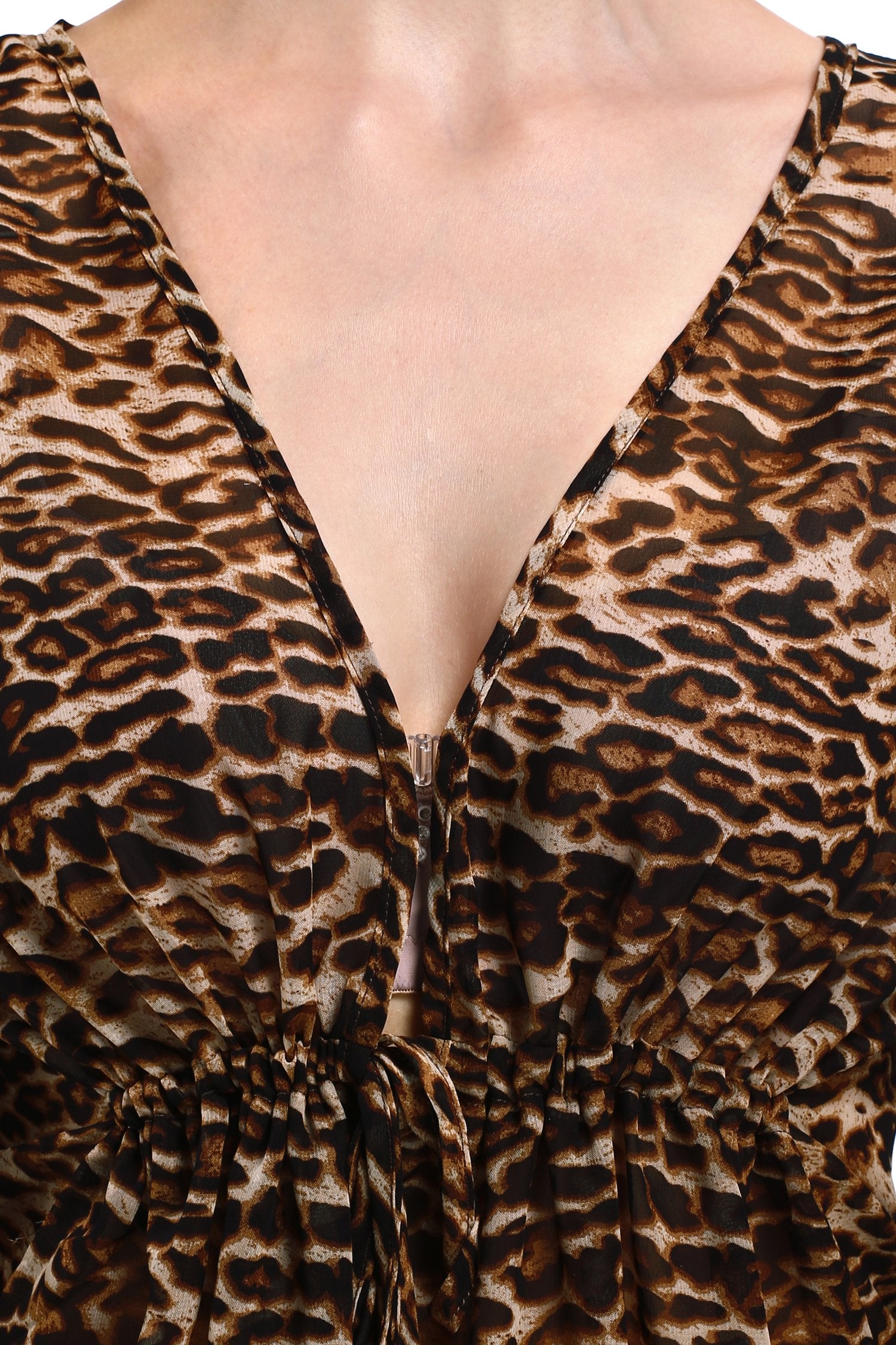 Women’s Long Kaftan Dress – Leopard Print Maxi Caftan | Plus Size Beach Cover-Up, Resort Wear & Lounge Dress (One Size)