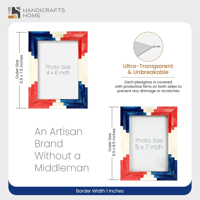 Size Chart for Picture Frames Apache Ceremony Pattern Bone Inlay Collection in 2 Sizes