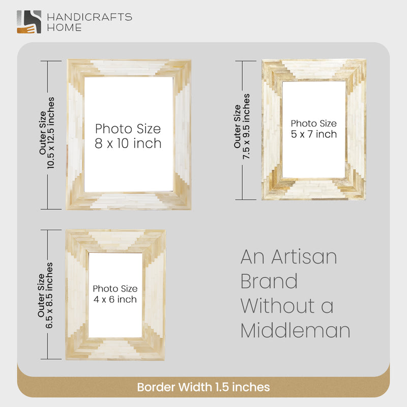 Size Chart for Picture Frames Apache Harvest Pattern Bone Inlay Collection in 3 Sizes