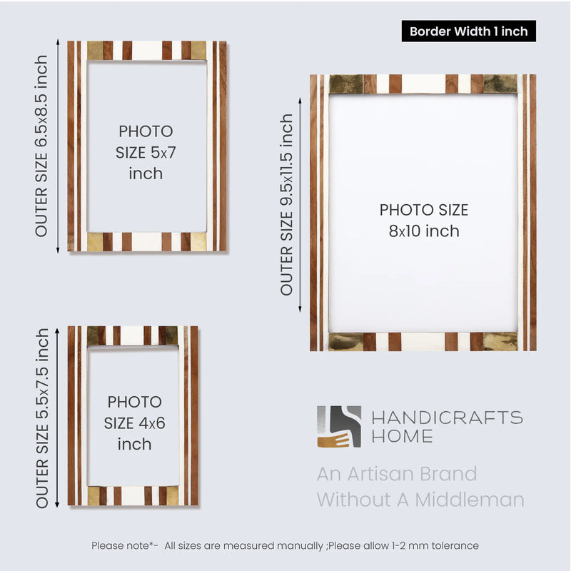 Size Chart for Picture Frames Artisan Midas Pattern Resin Inlay Collection in 3 Sizes