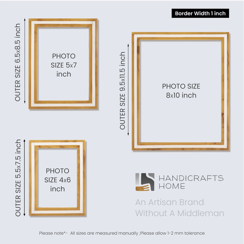Size Chart for Picture Frames Avant Amber Pattern Resin Inlay Collection in 3 Sizes