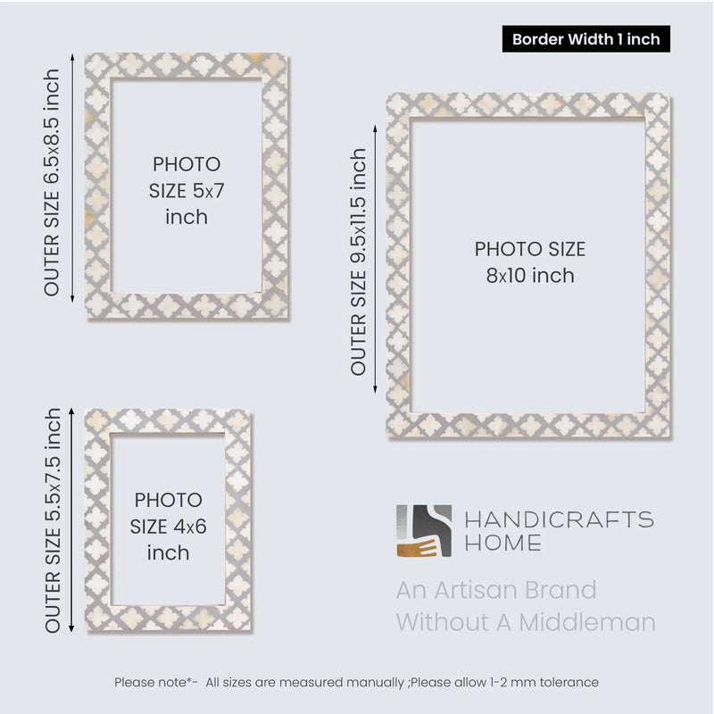 Size Chart for Picture Frames Avant Ashley Collection Bone & Resin Inlay Collection in 3 Sizes