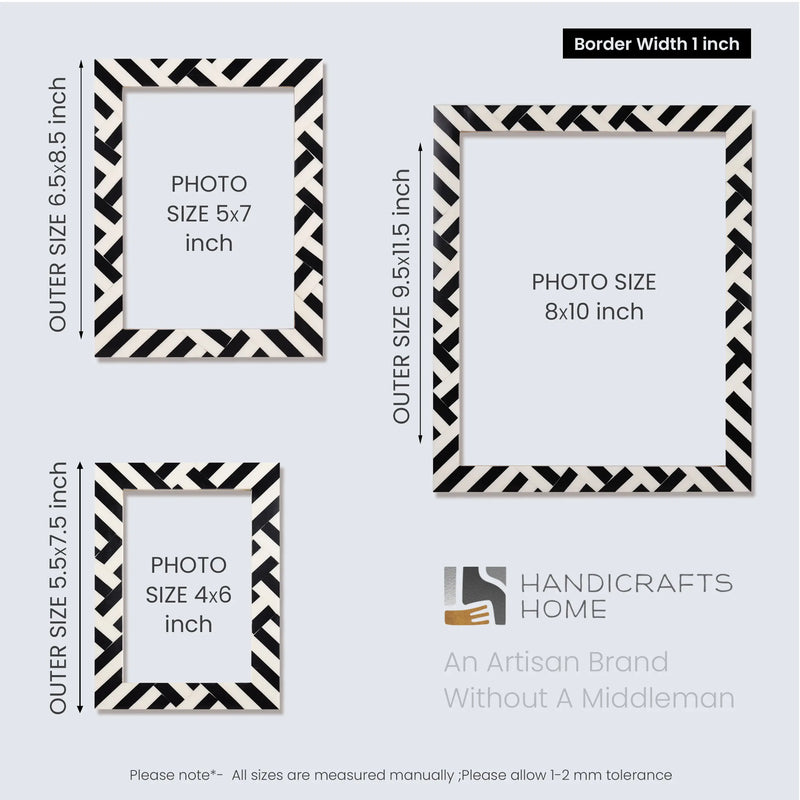 Size Chart for Picture Frames Avant Coco Pattern Resin Inlay Collection in 3 Sizes