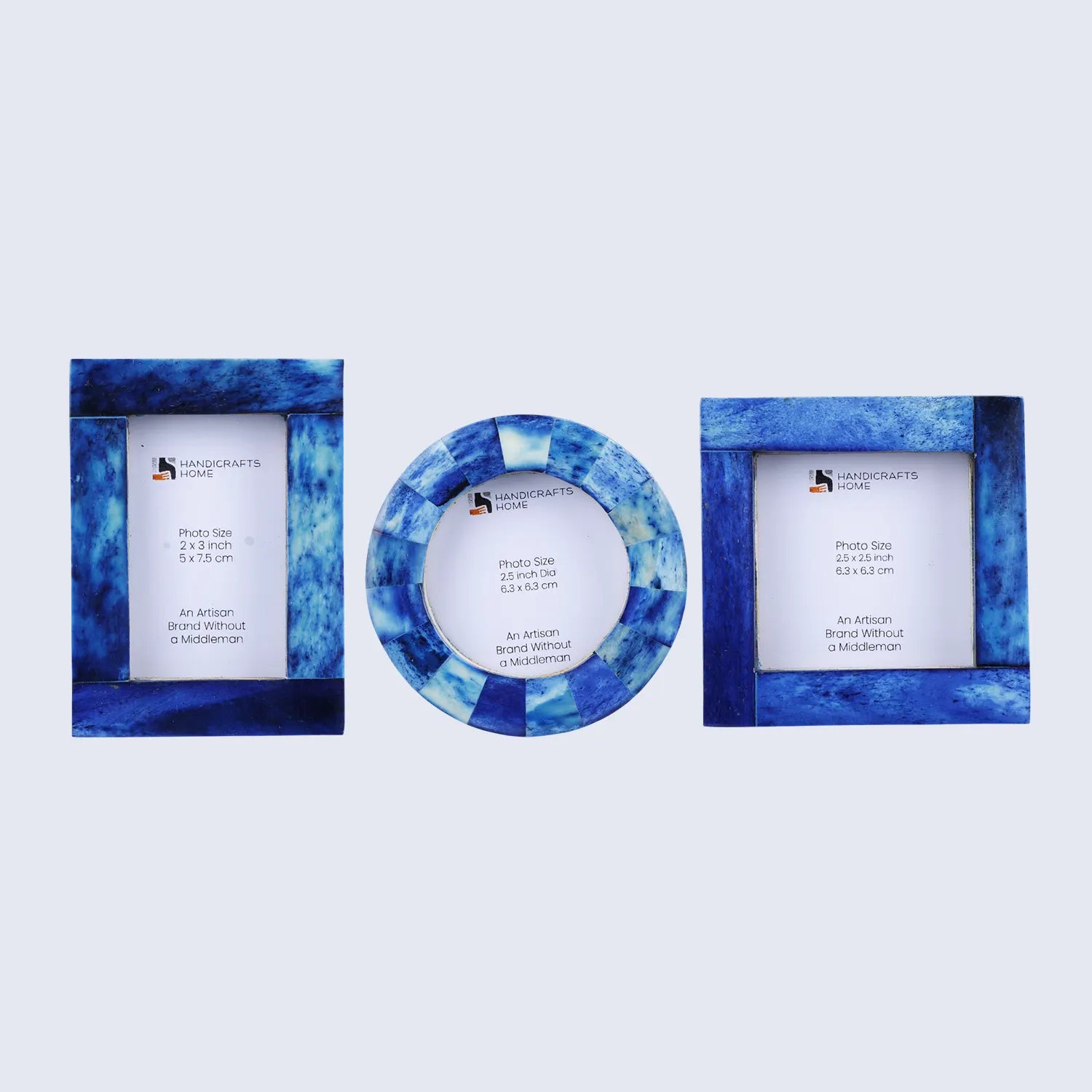 Baby Picture Frames Classic Bone Inlay in Blue, Set of 3
