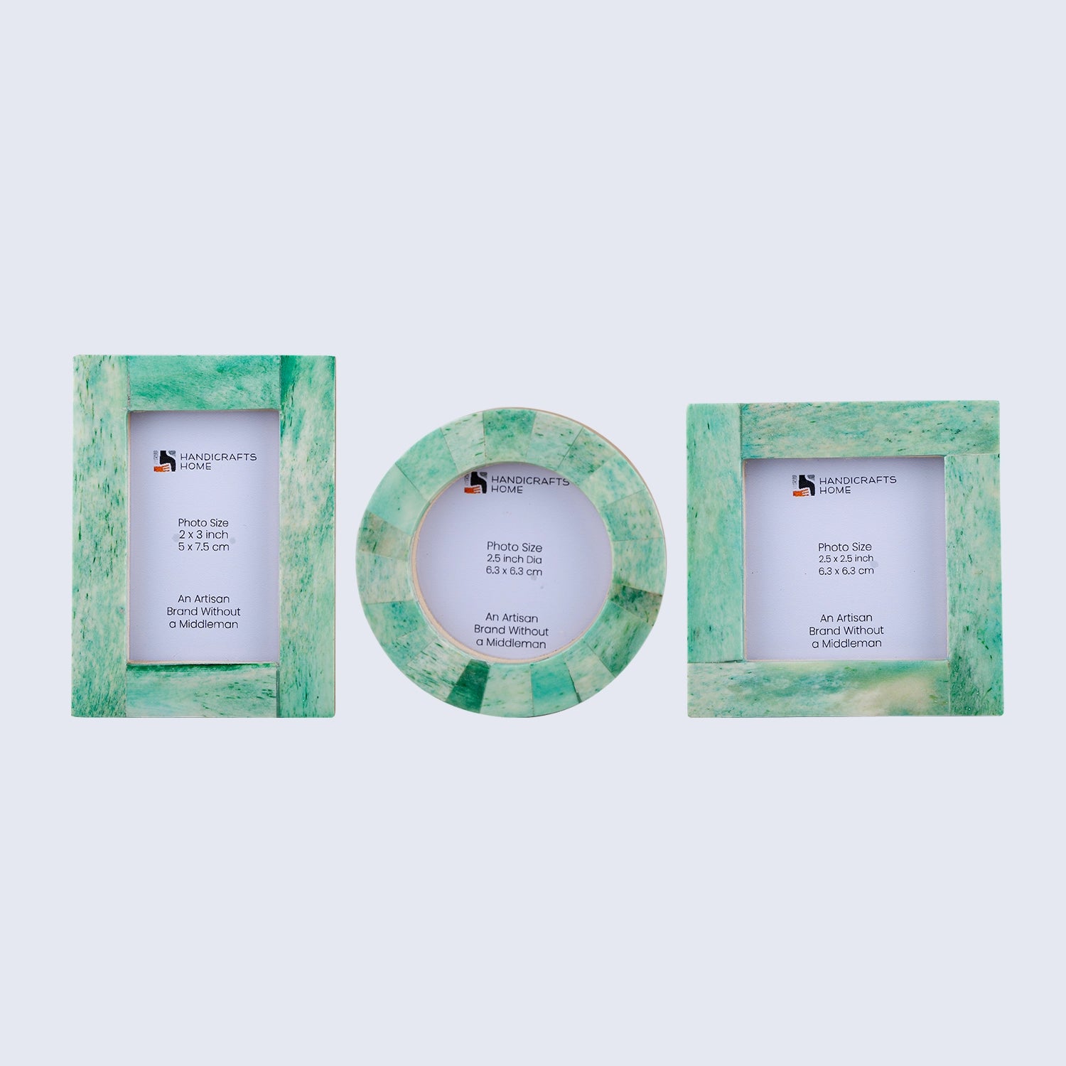 Baby Picture Frames Classic Bone Inlay in Green, Set of 3