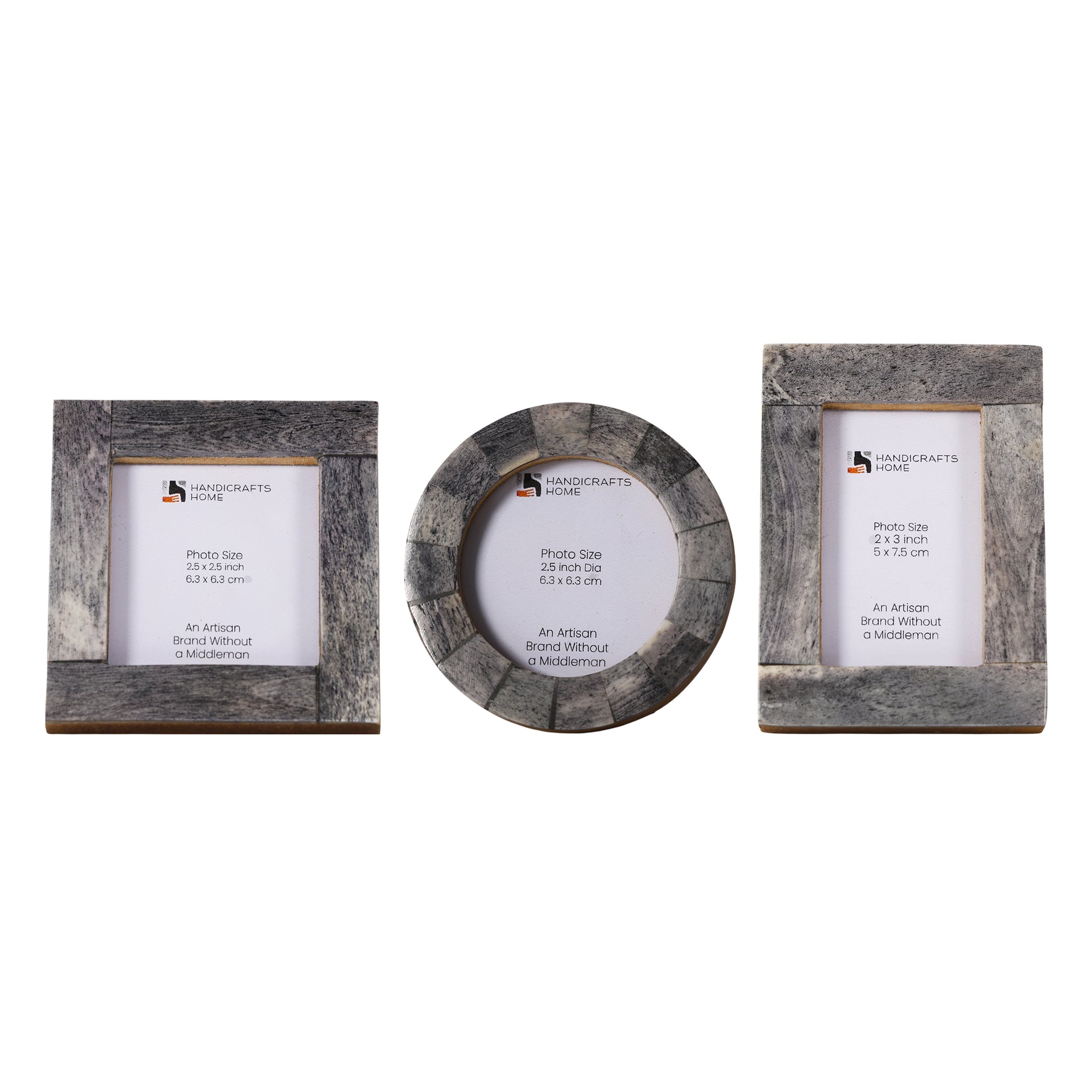 Mini Baby Keepsake Picture Frame, Set of 3 – Grey Bone Inlay