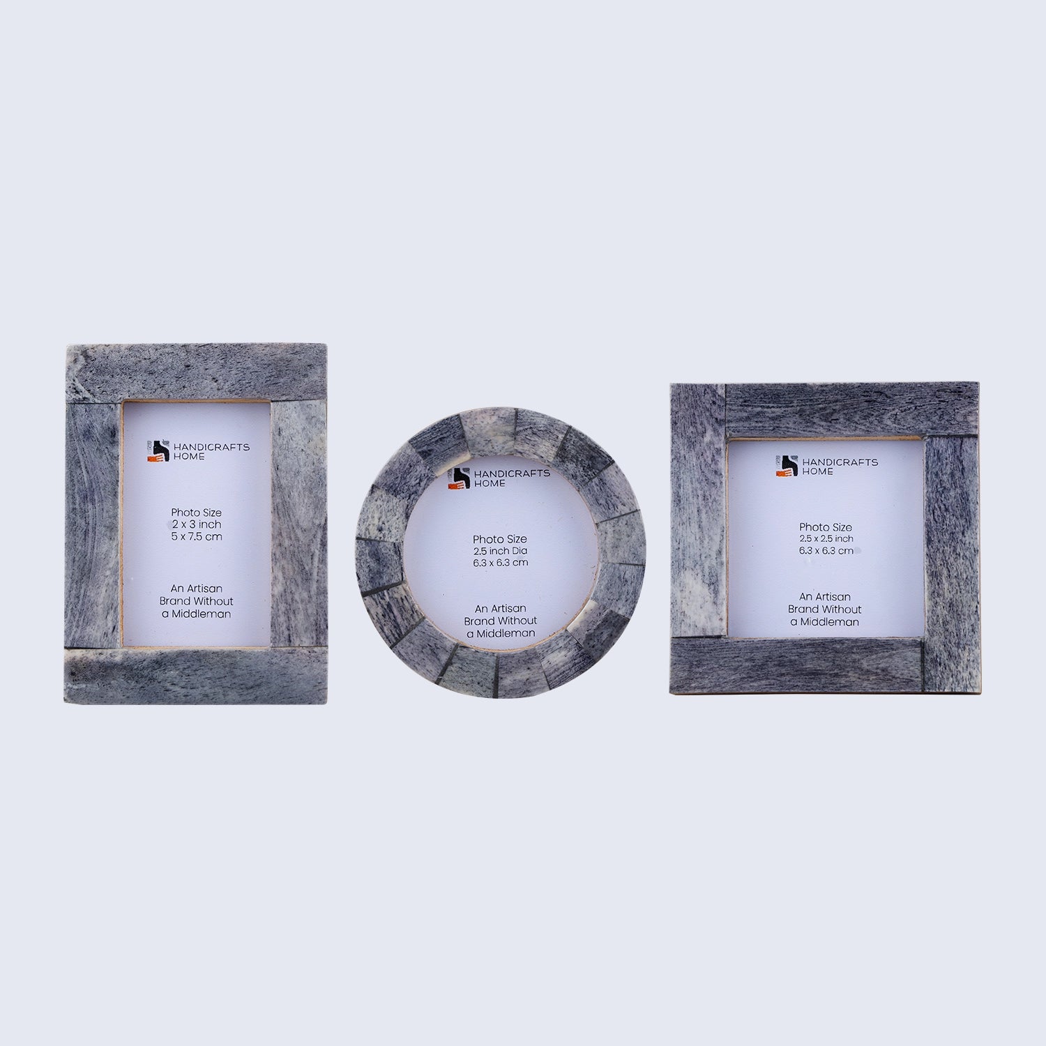 Baby Picture Frames Classic Bone Inlay in Grey, Set of 3