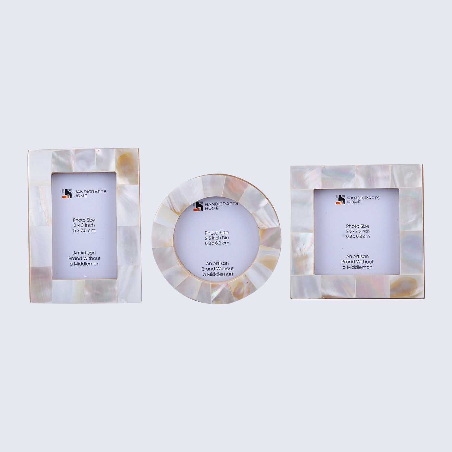 Baby Picture Frames Mother of Pearl Collection in White, Set of 3