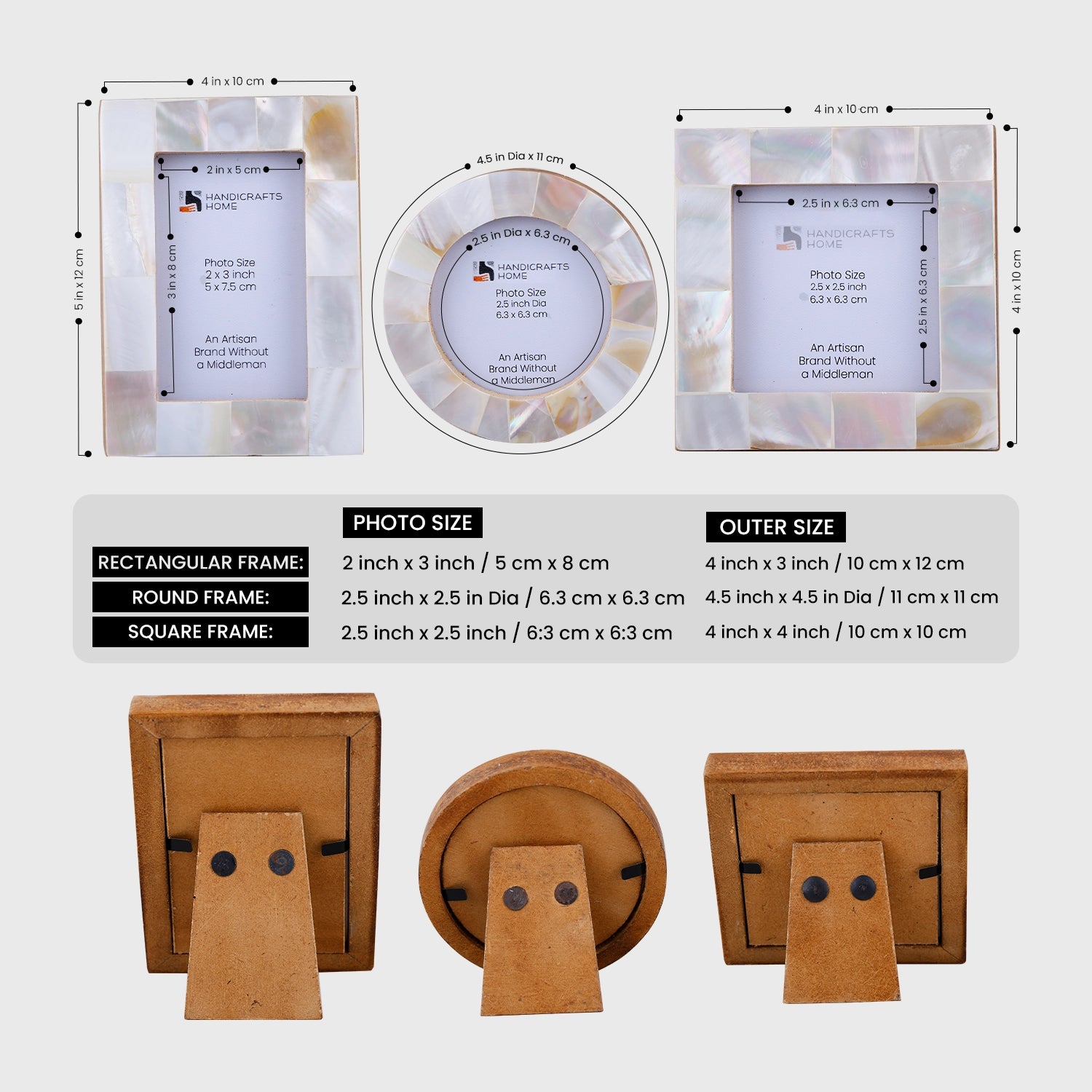 Baby Picture Frames Mother of Pearl Collection in White, Set of 3