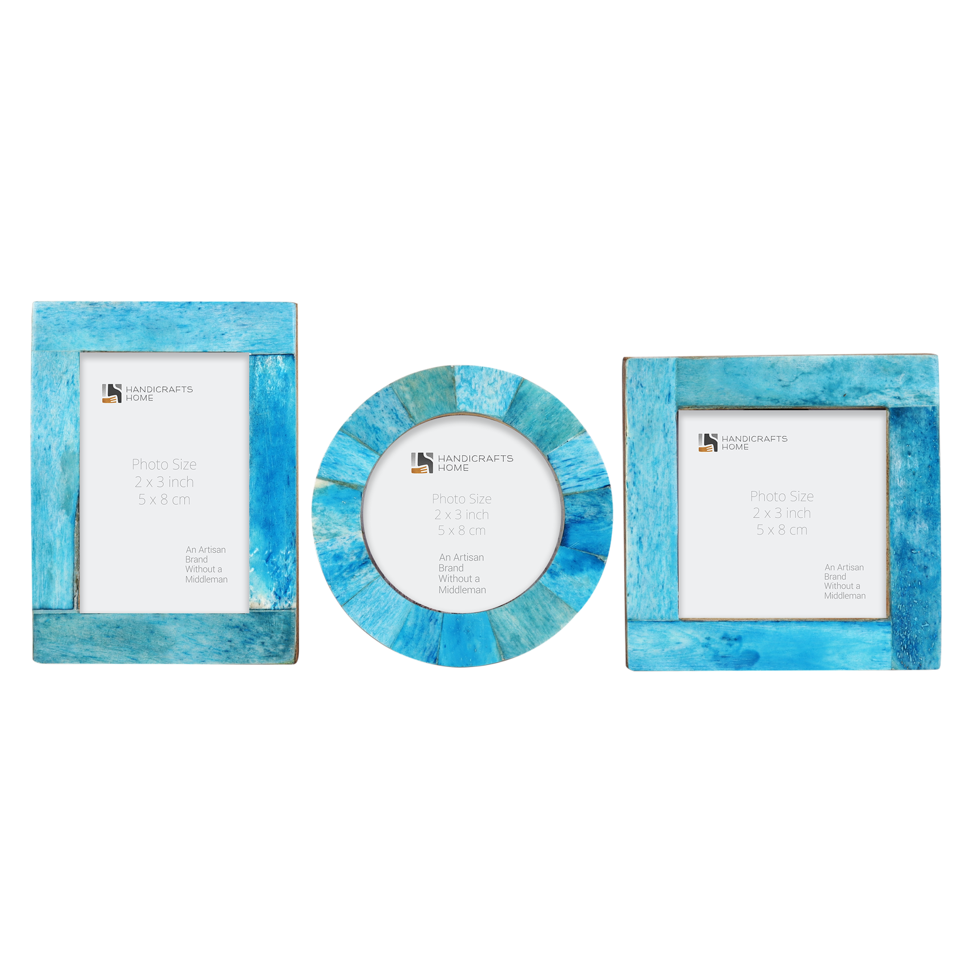 Baby Picture Frames Classic Bone Inlay in Turquoise, Set of 3