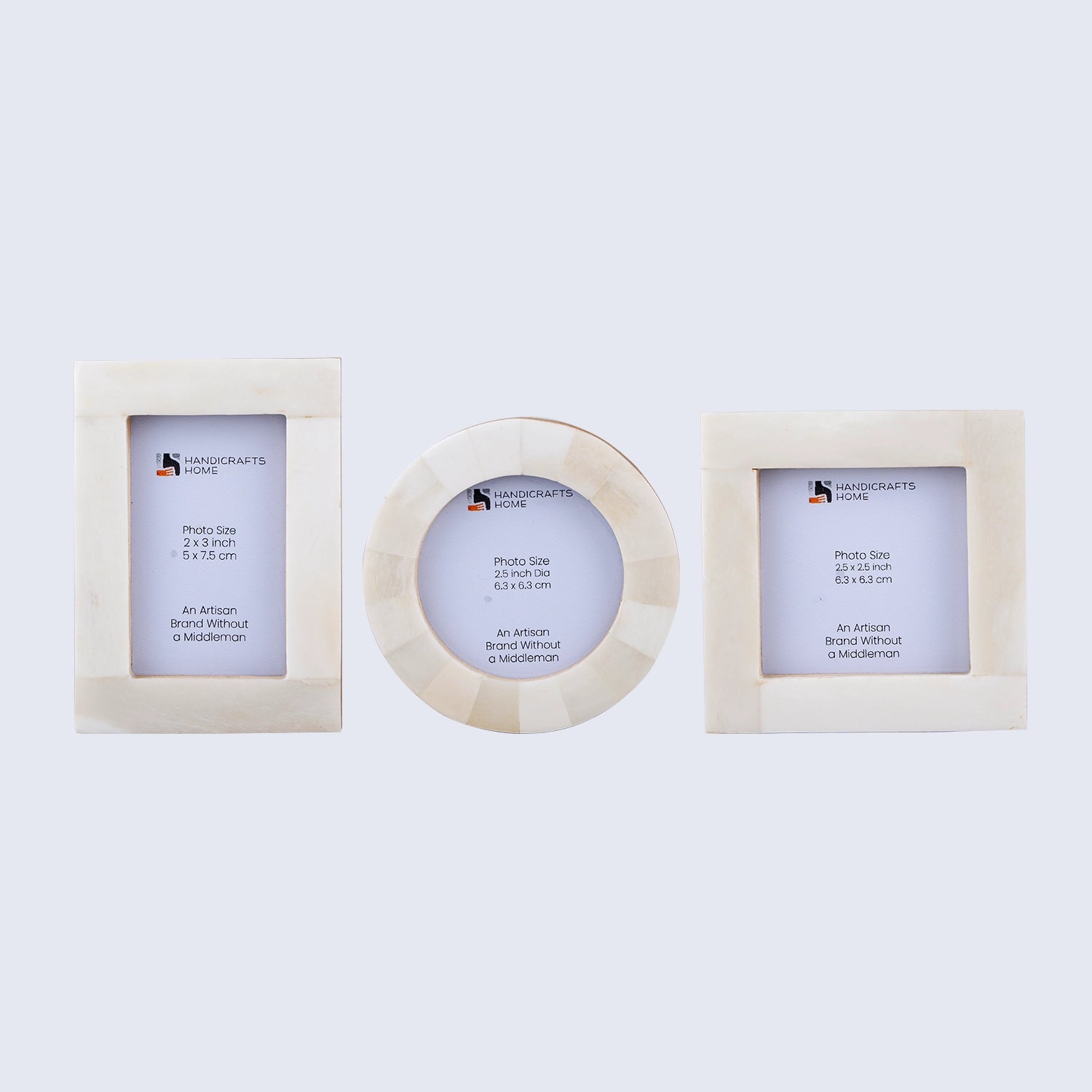 Baby Picture Frames Classic Bone Inlay in White, Set of 3