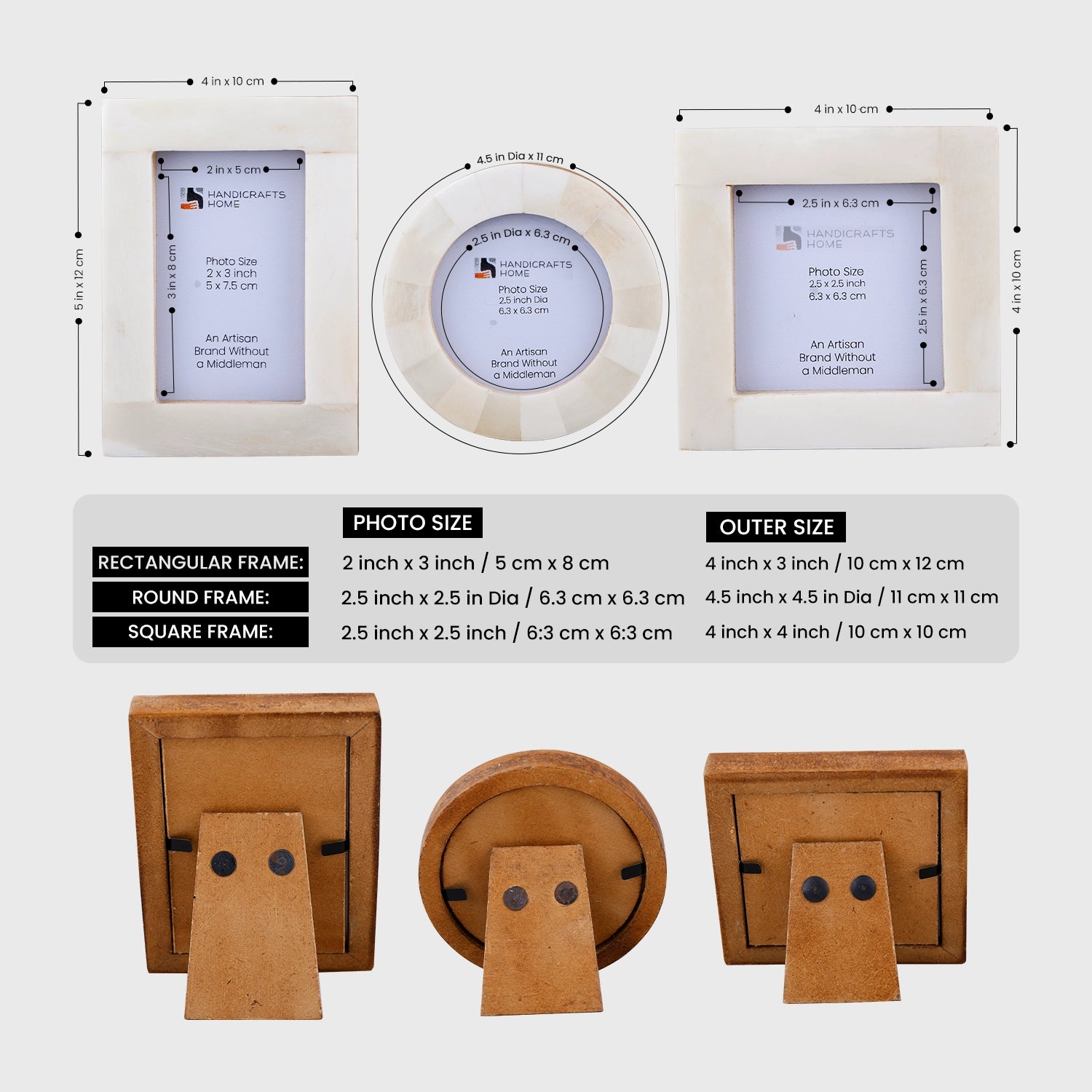 Baby Picture Frames Classic Bone Inlay in White, Set of 3