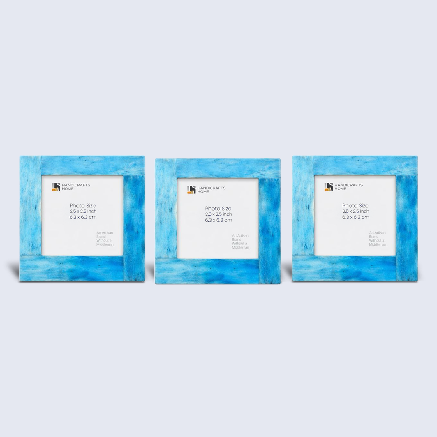 Baby Photo Frames, Turquoise Bone Inlay, Square Set of 3