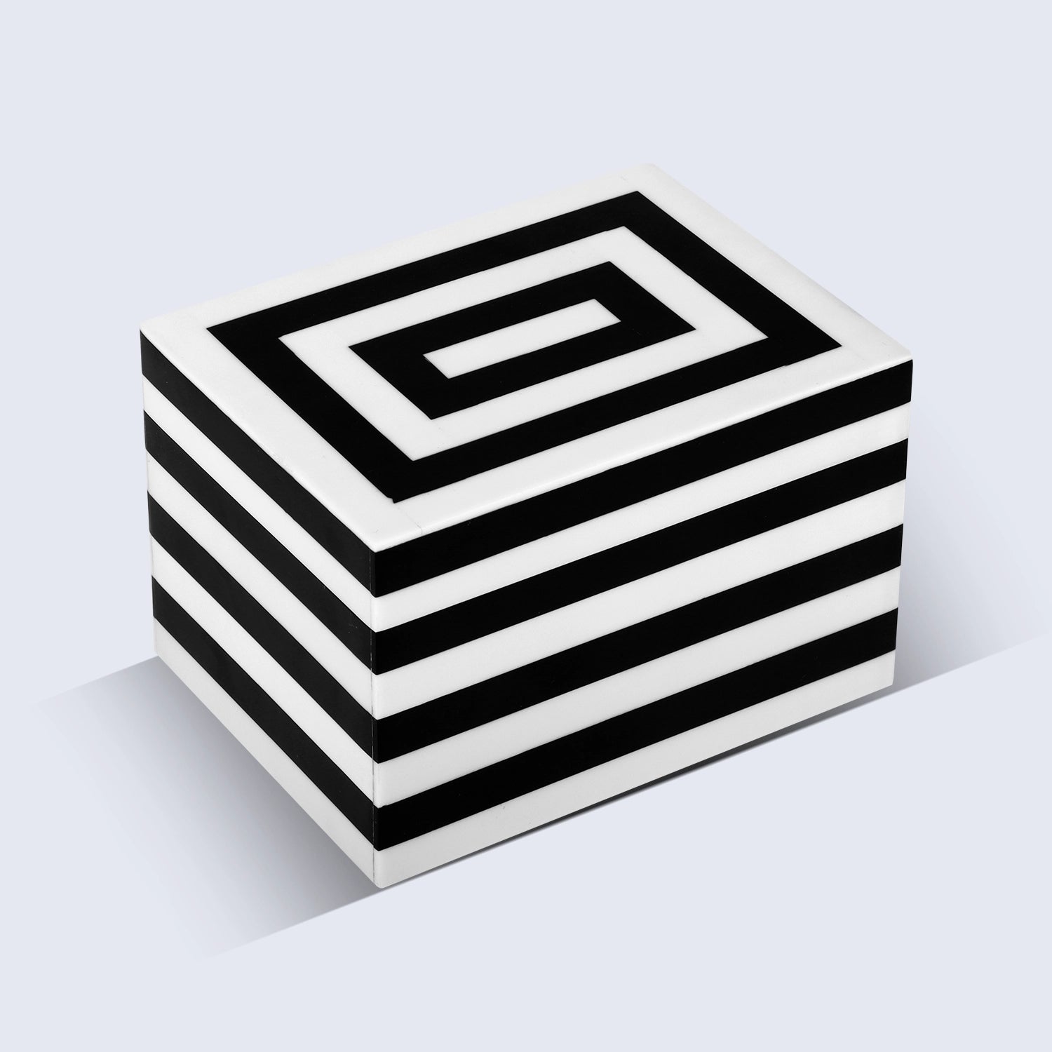 Black White Resin Inlay Concentric Decorative Box - 8 Sizes