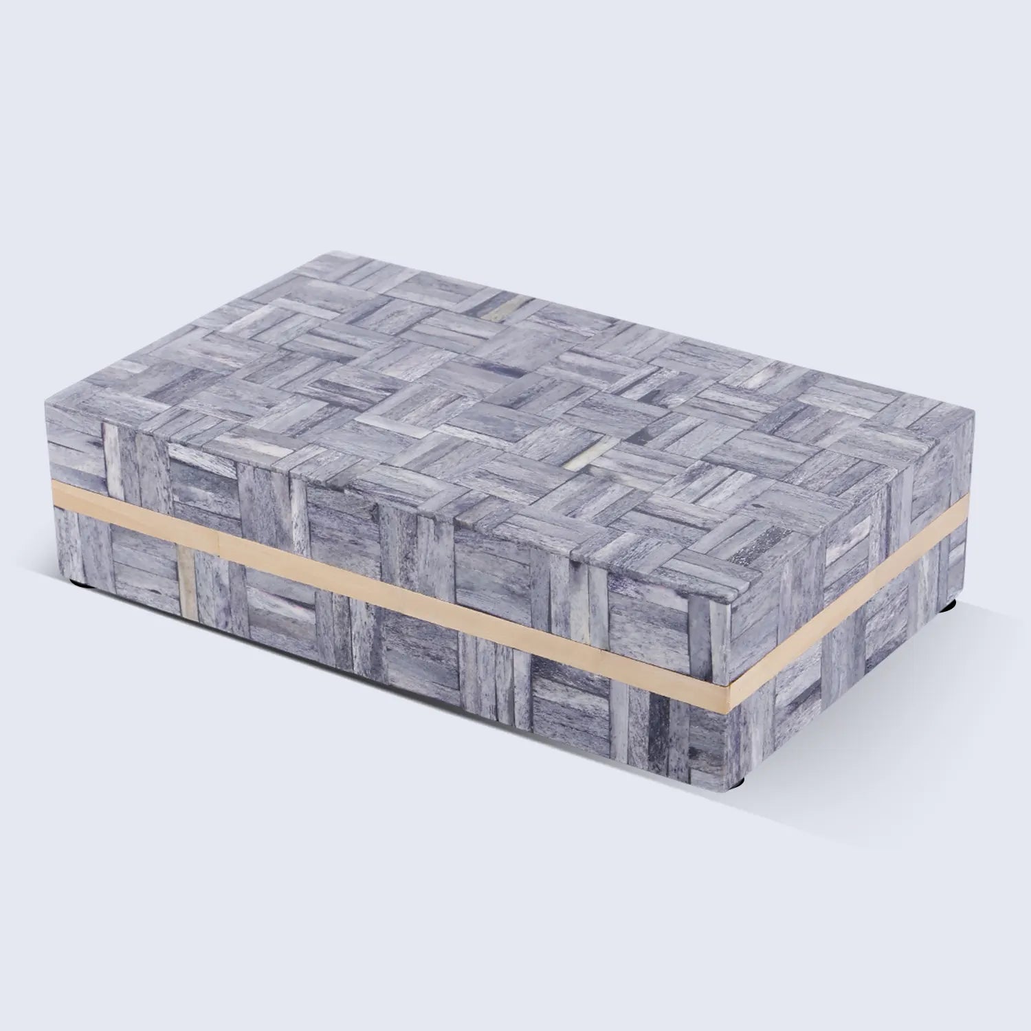 Brick Pattern Decorative Storage Box, Resin Inlay in 3 Sizes, Grey-Brown