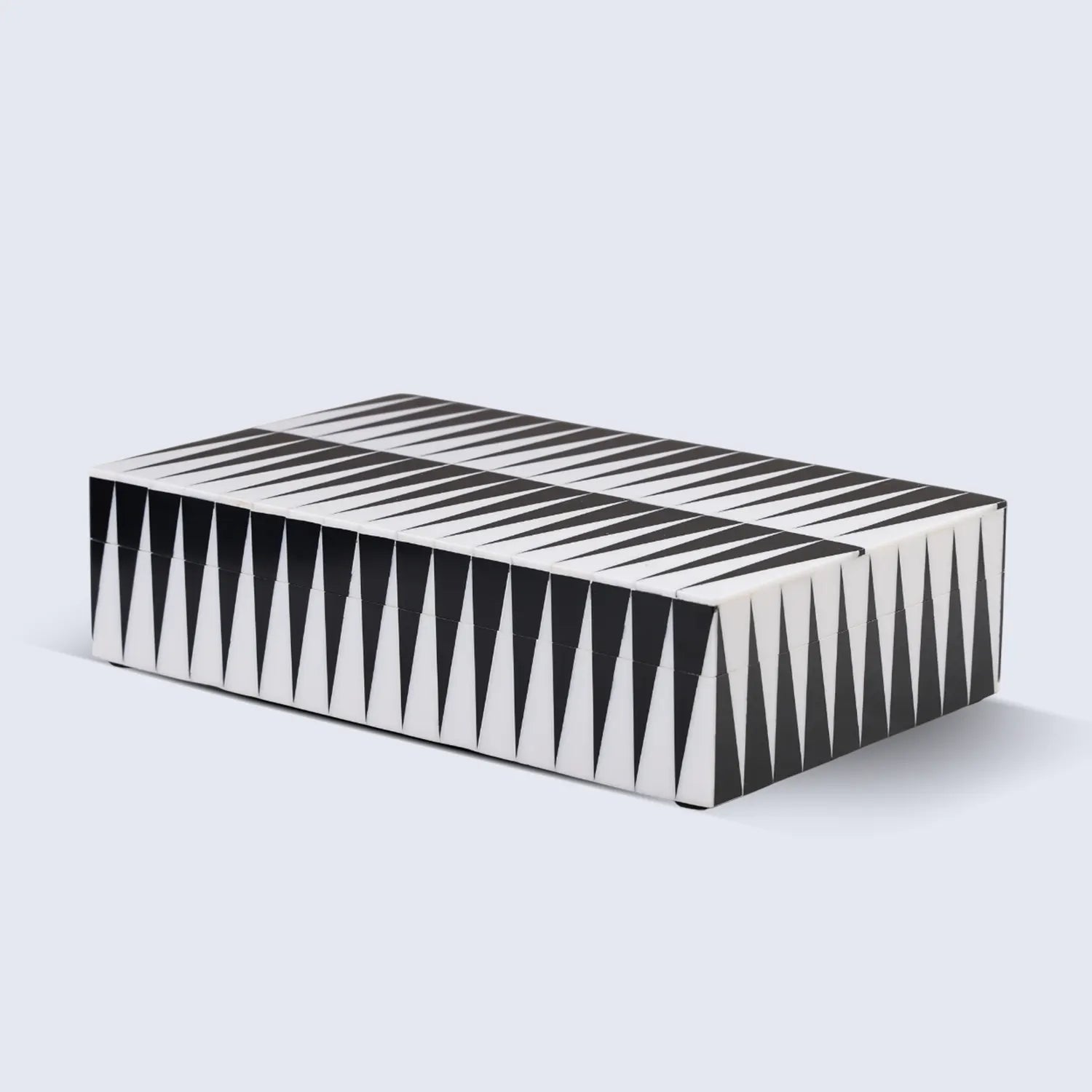 Monochrome Decorative Storage Box with Lid– 10x6x2.5” Coffee Table Organizer