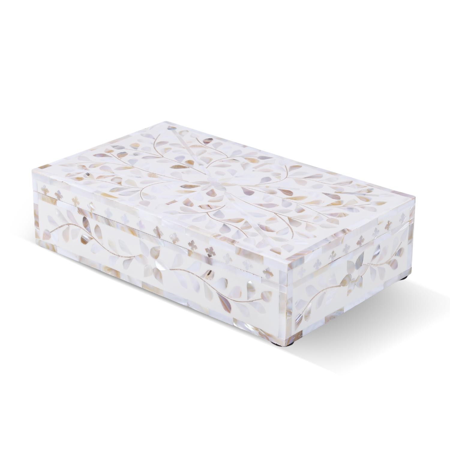 Decorative Storage Box Alhambra Collection Mother of Pearl & Resin Inlay Multi– 10x6x2.5