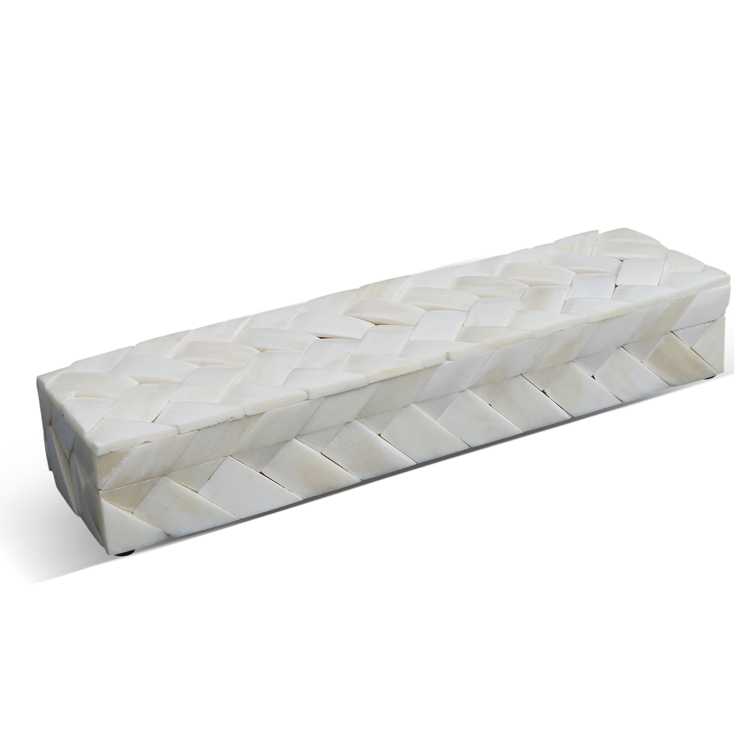 Ivory Braid Bone Inlay Decorative Box White Hand Woven Decor
