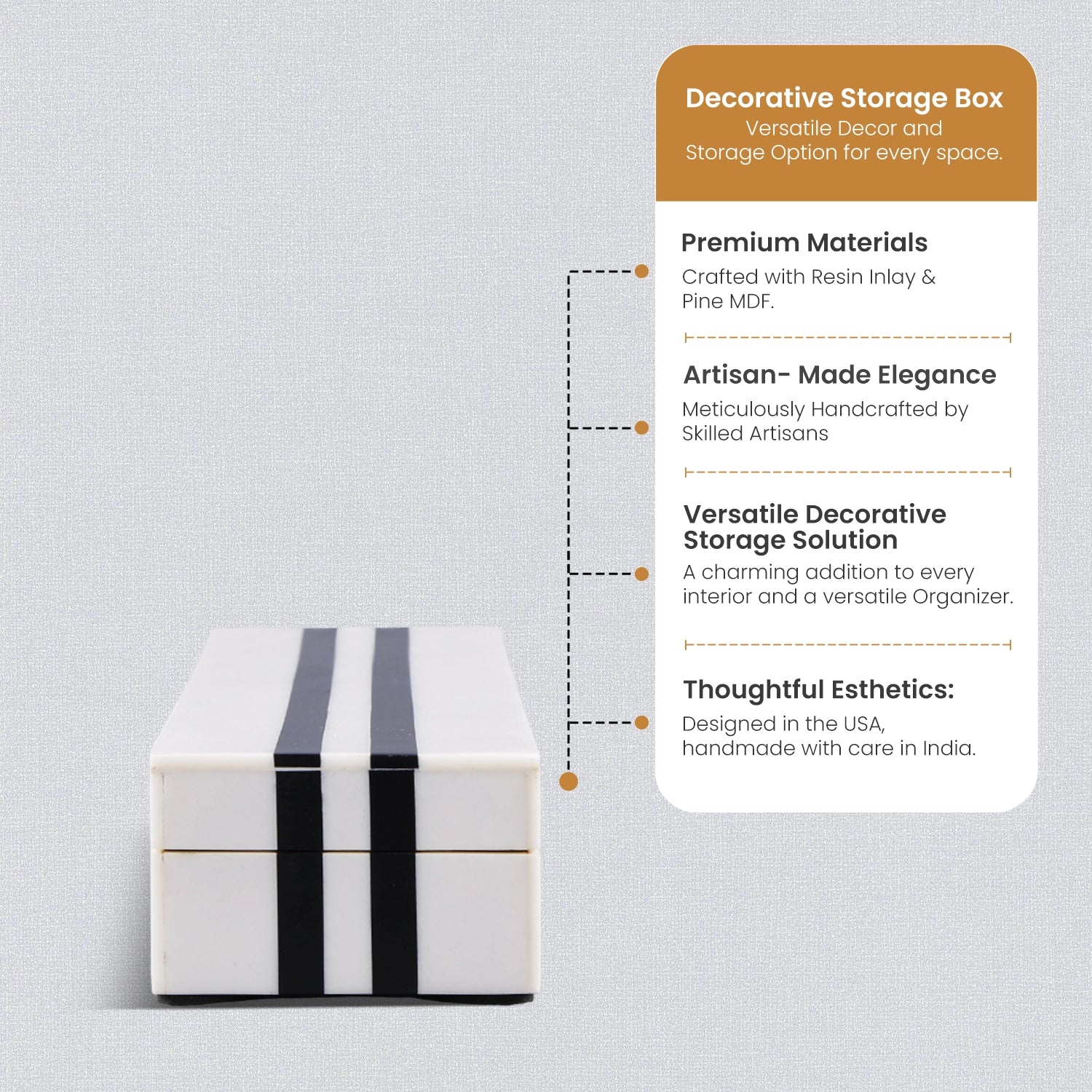 Black White Resin Inlay Decorative Storage Box – Mono Sprint Collection (7 Sizes)