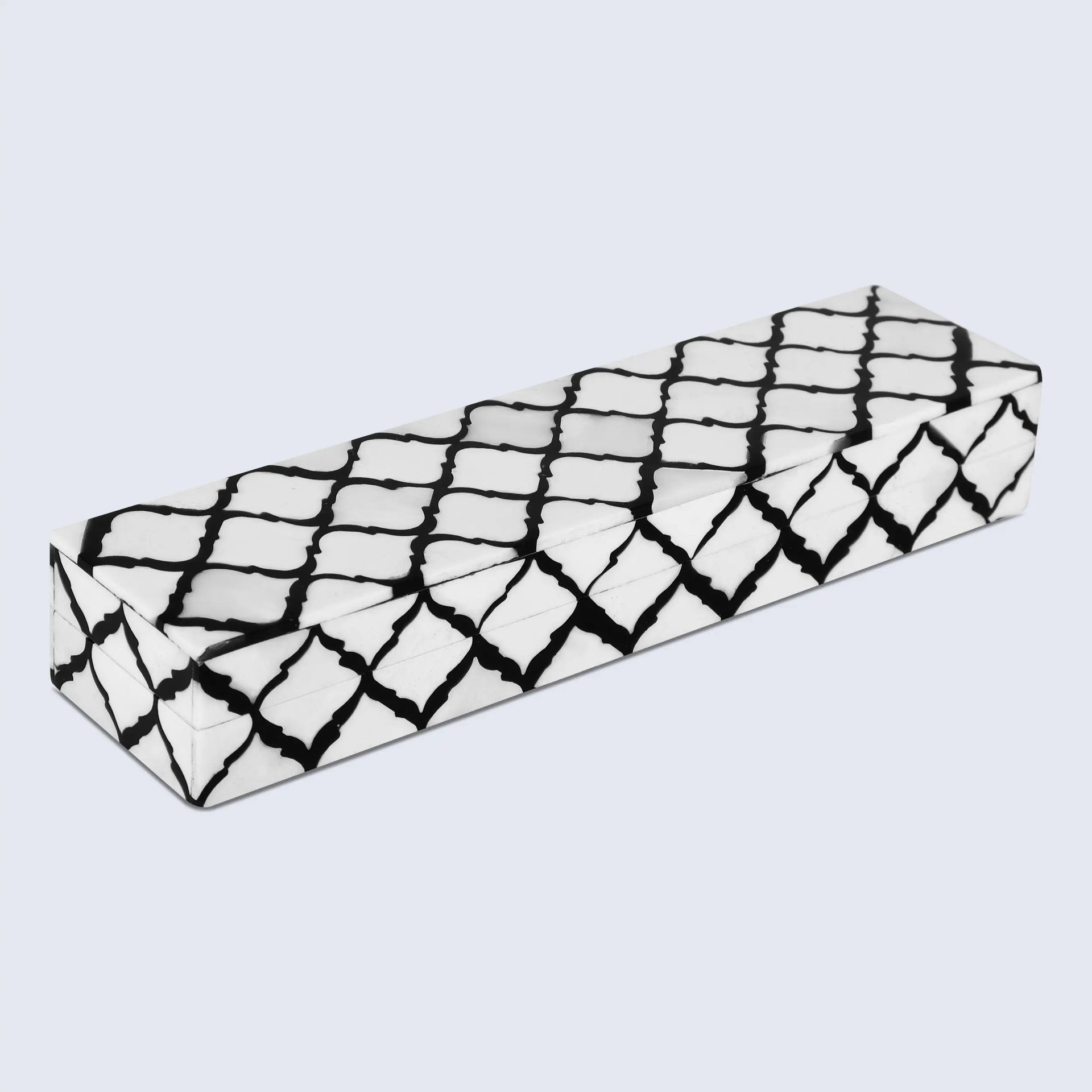 Moroccan Pattern Decorative Storage Box, Bone & Resin Inlay in 9 Sizes, Black & White