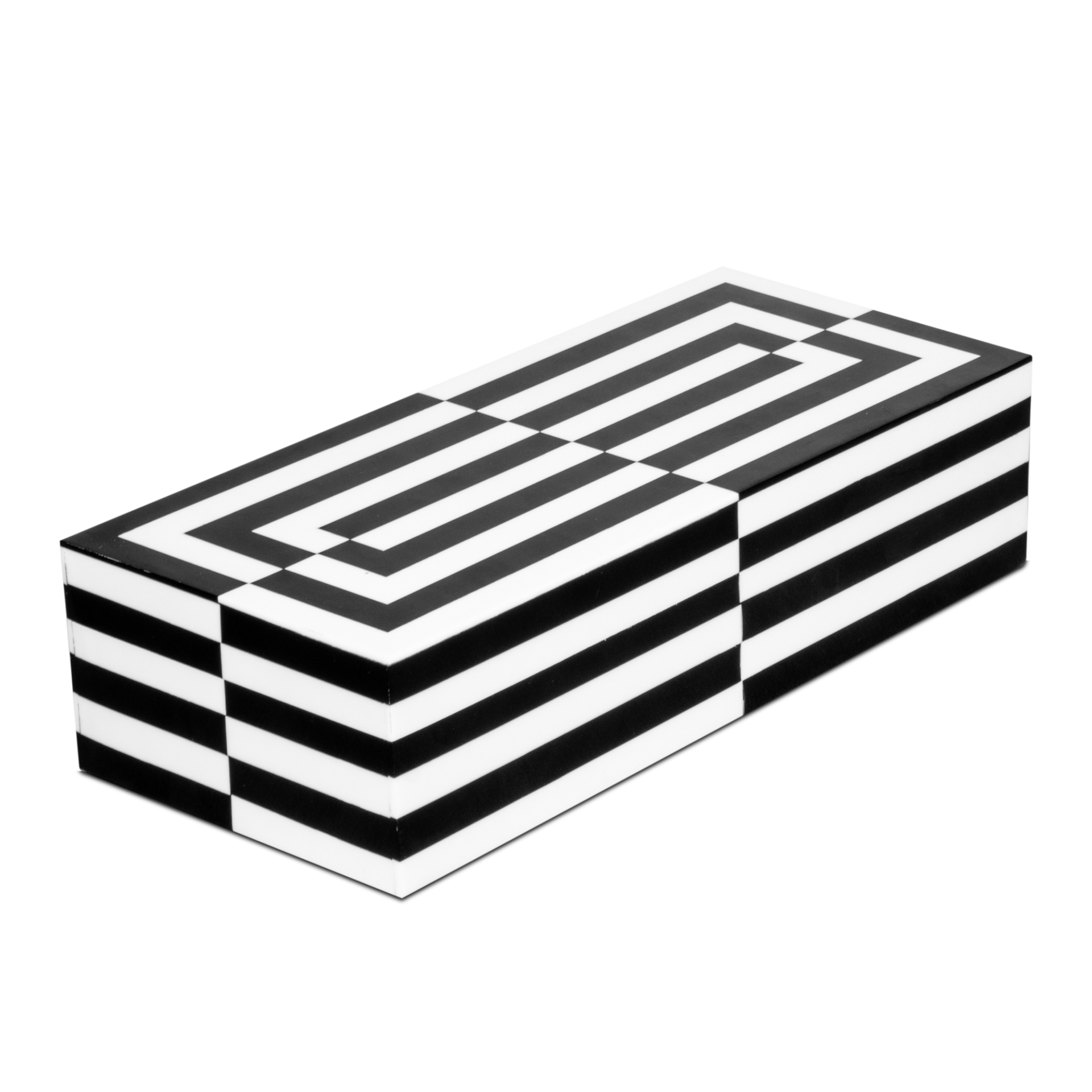 Decorative Storage Box Puzzle Slide Resin Inlay in 7 Sizes, Black & White