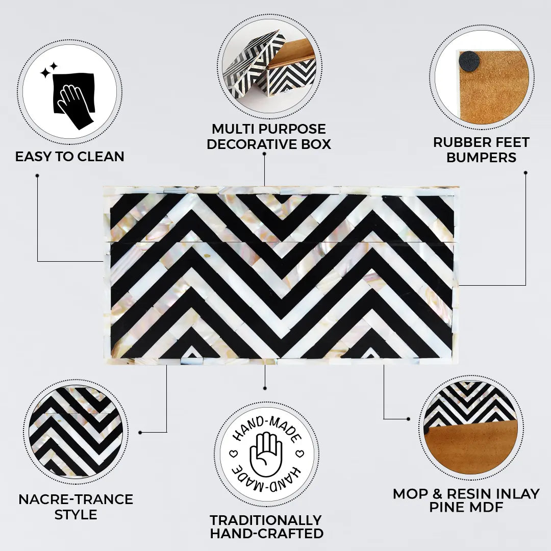 Decorative box Nacre Trance Mother of pearl & Resin Inlay ,10x5x5 inch