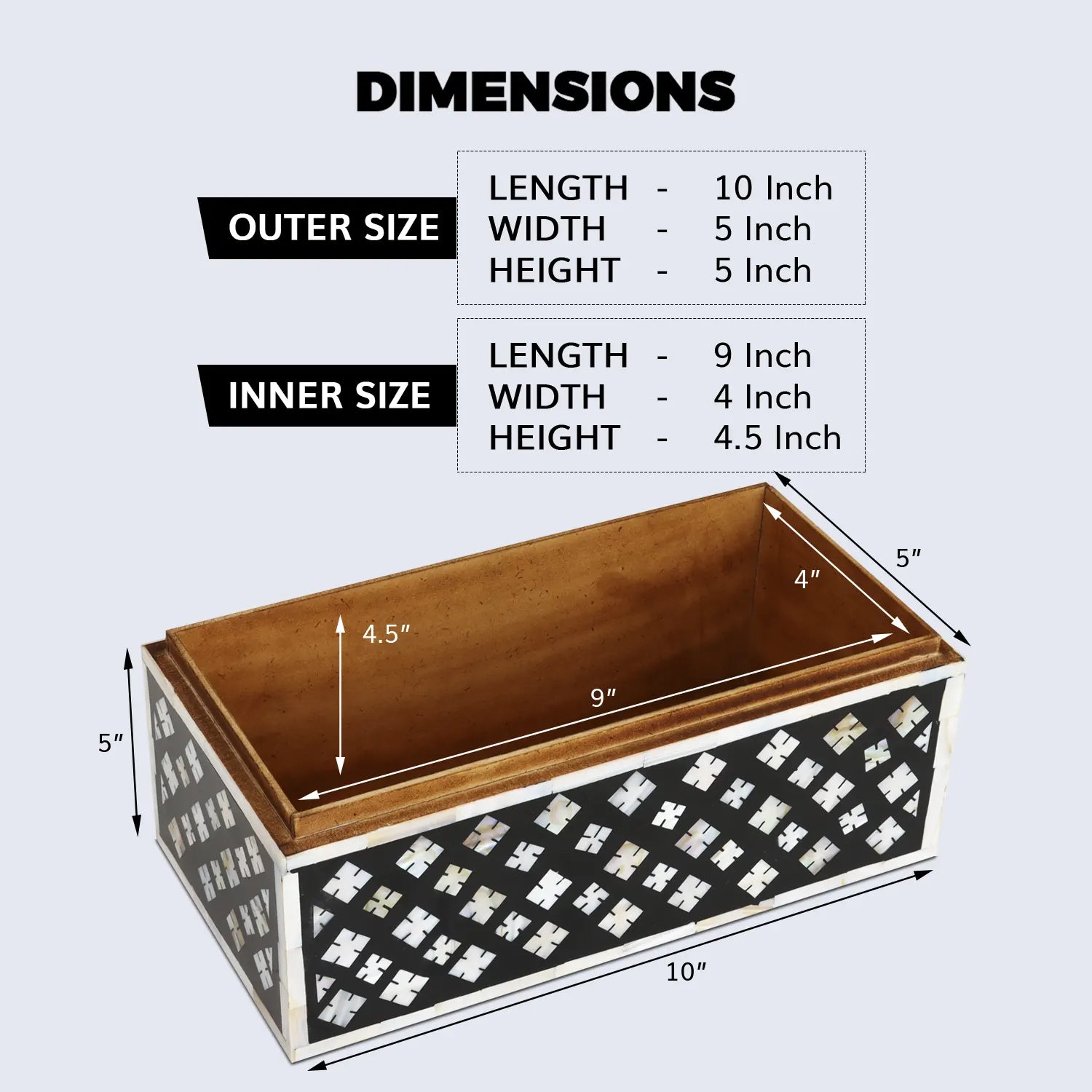 Decorative box Rhonda bouquet Mother of Pearl & Resin  10x5x5 inch