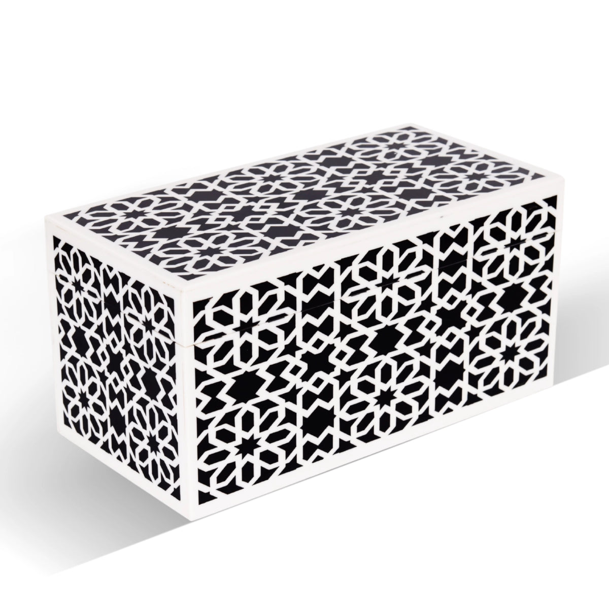 Decorative Storage Boxes Shiraz Pattern Resin Inlay, Black & White, 7 sizes