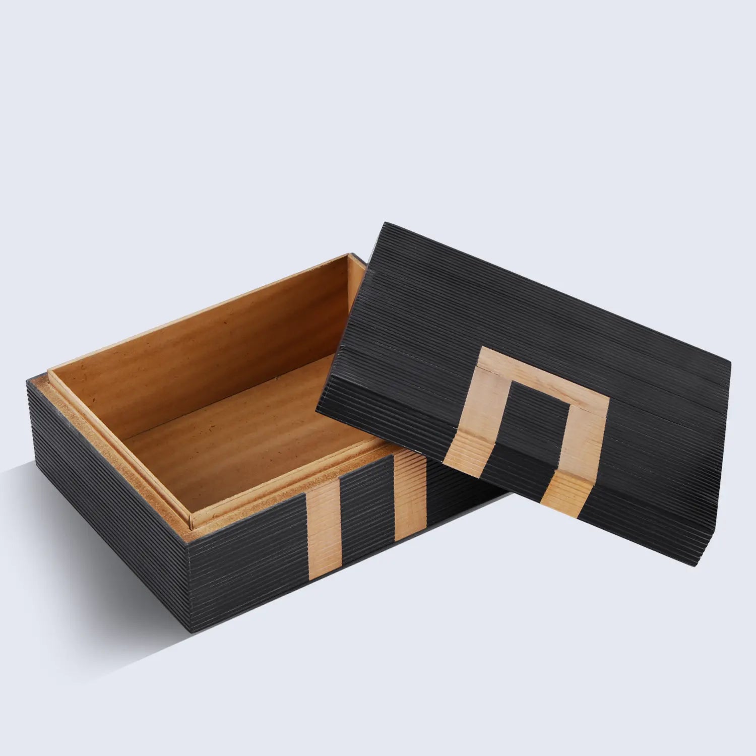 Midnight Arch Pattern Decorative Storage Box, Resin & Wood in 4 Sizes, Black & Brown