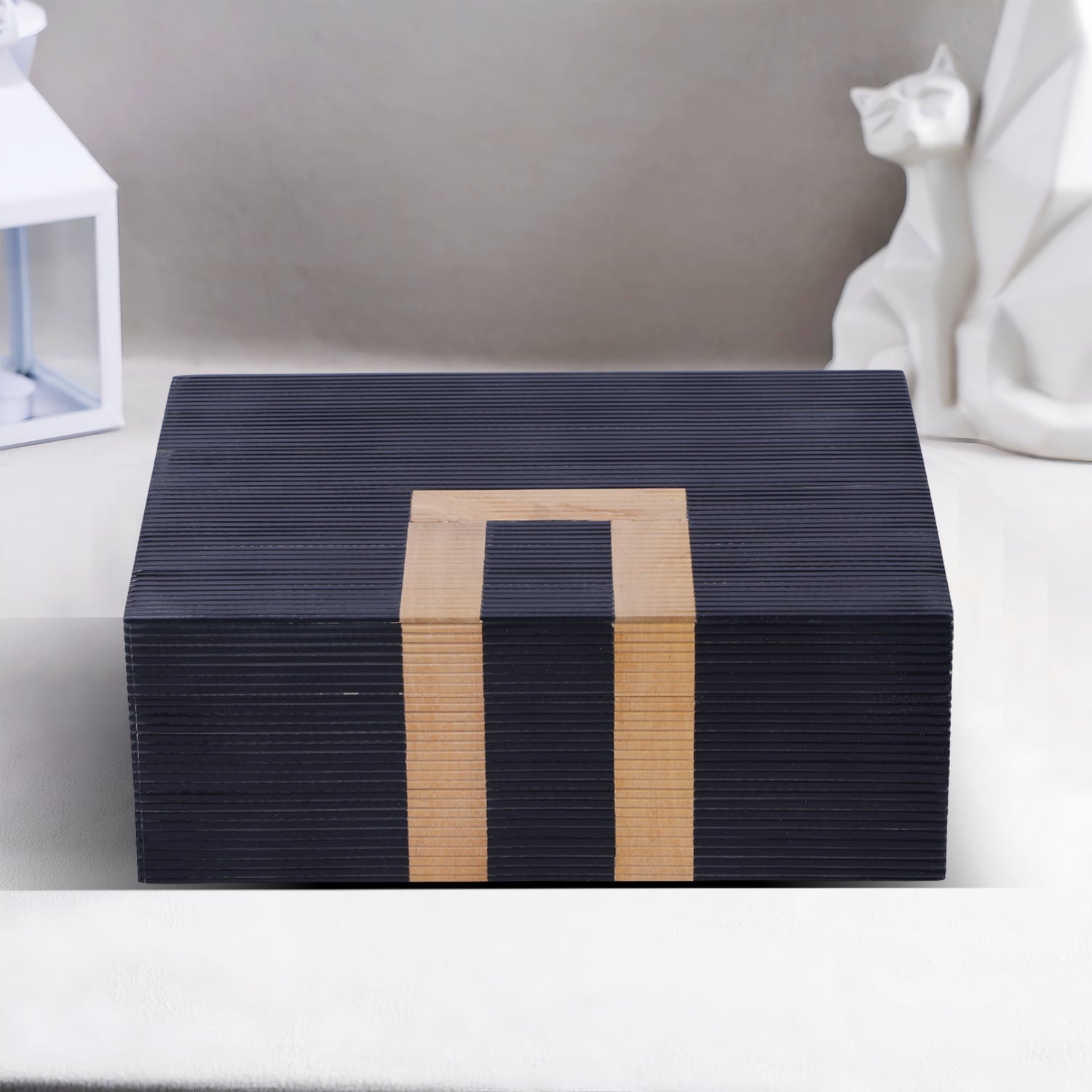 Midnight Arch Black Brown Decorative Box Resin wood in 4 sizes