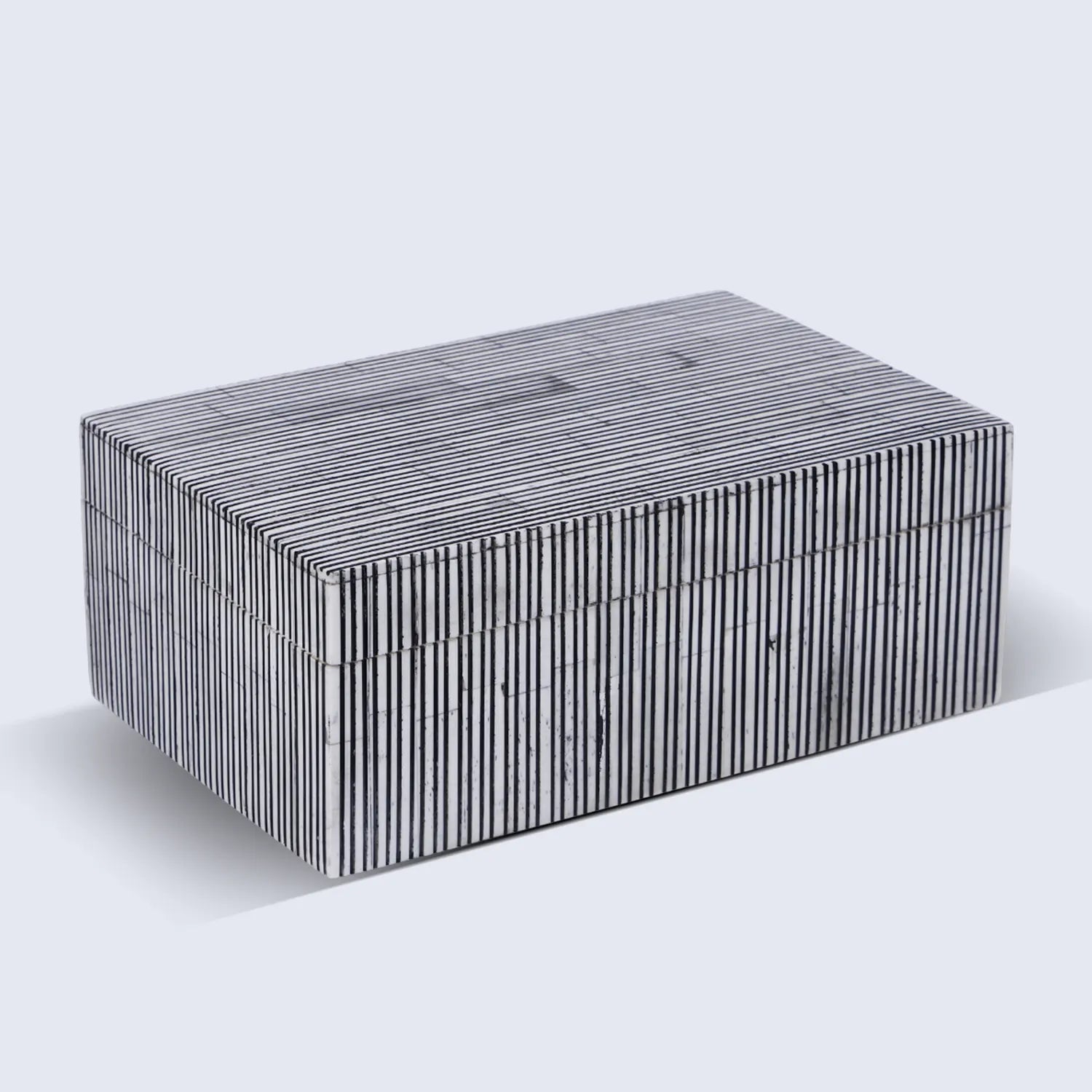 Decorative Box Pin Stripped Bone Inlay, Black, 2 Sizes