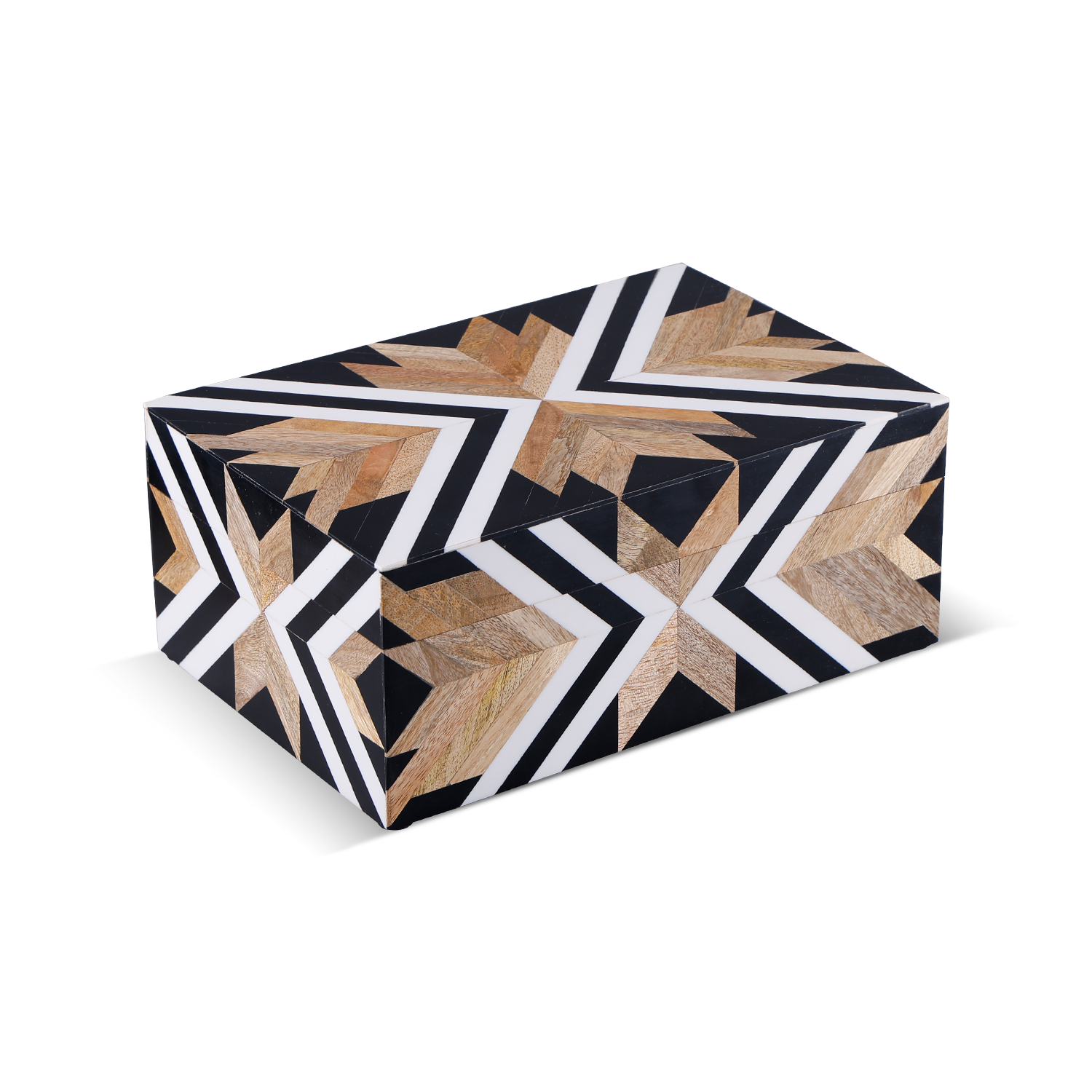 Resin Inlay & Wood  Decorative Storage Box Herringbone Pattern, 4 sizes