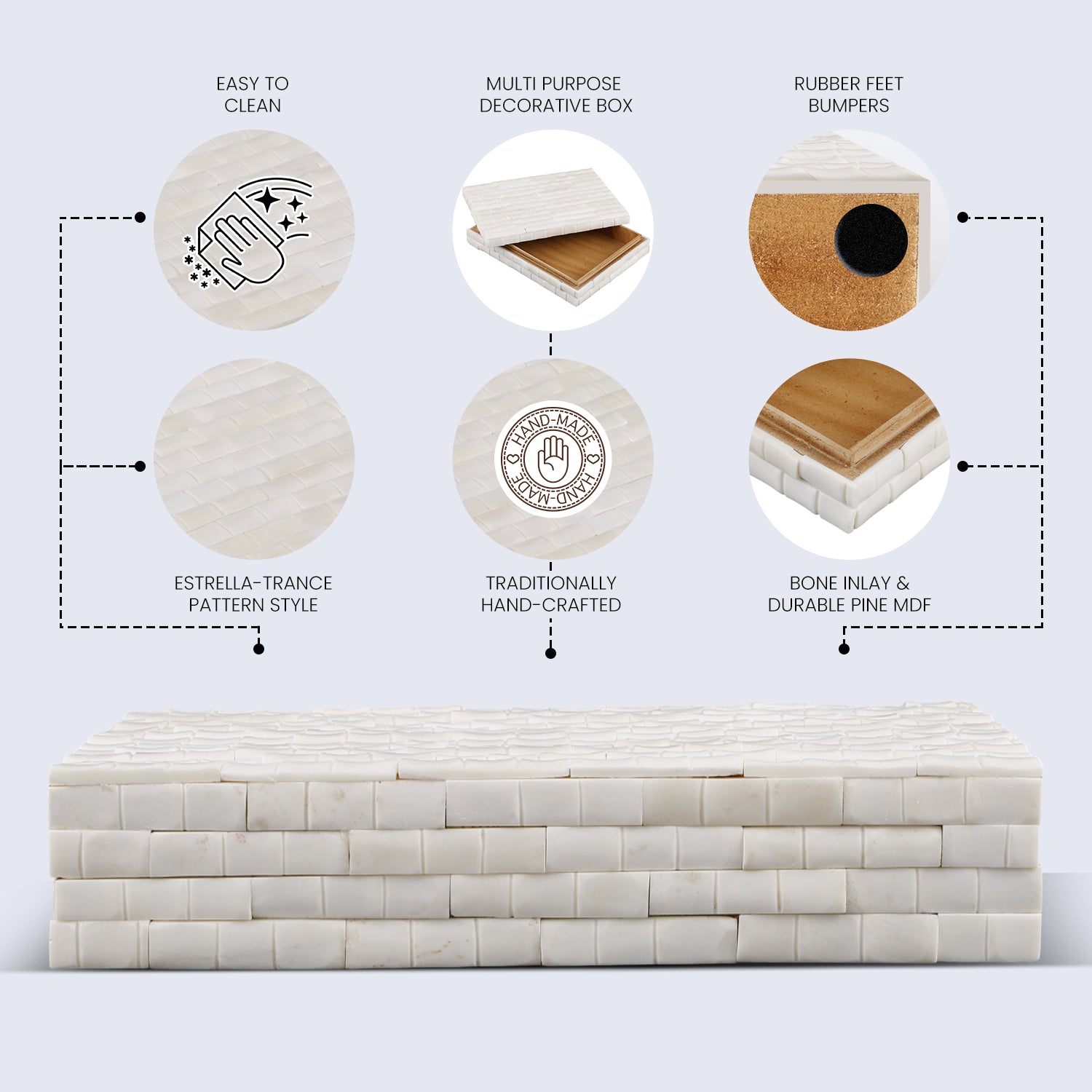 Ivory Bamboo Bone Inlay Decorative Storage Box in 7 Sizes