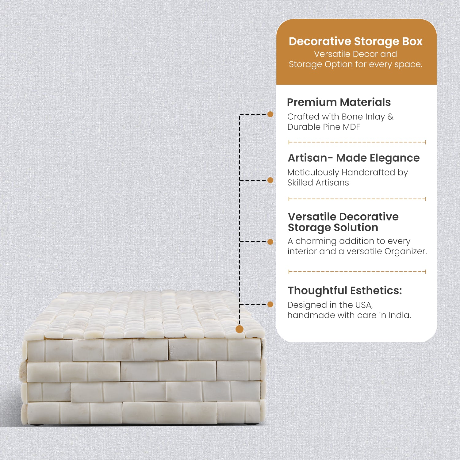 Decorative boxes Ivory bamboo white Bone Inlay available in 7 sizes