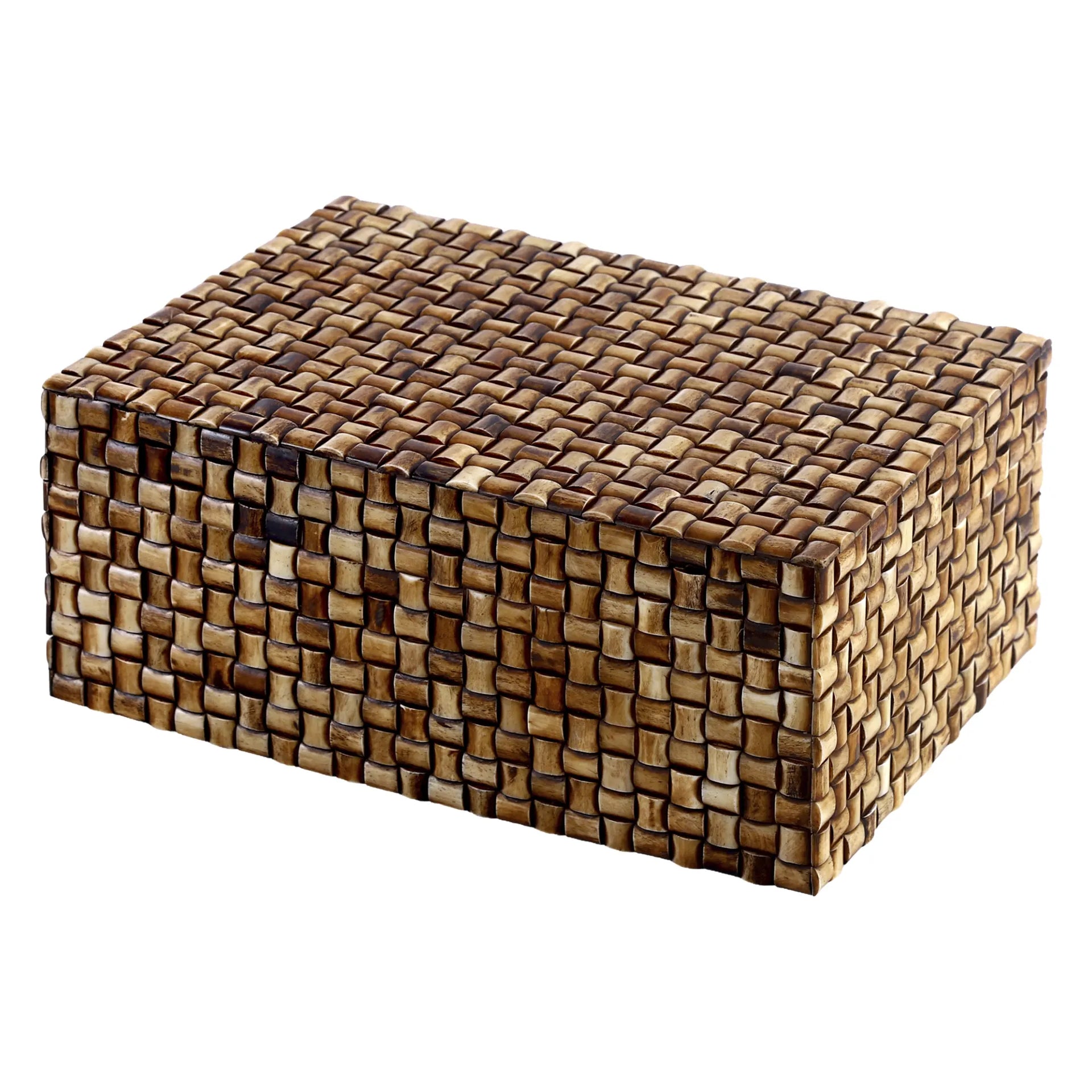 Mekong Chai Bone Inlay Decorative Box | Natural Woven Design |12x8x5 & 9x6x3.5