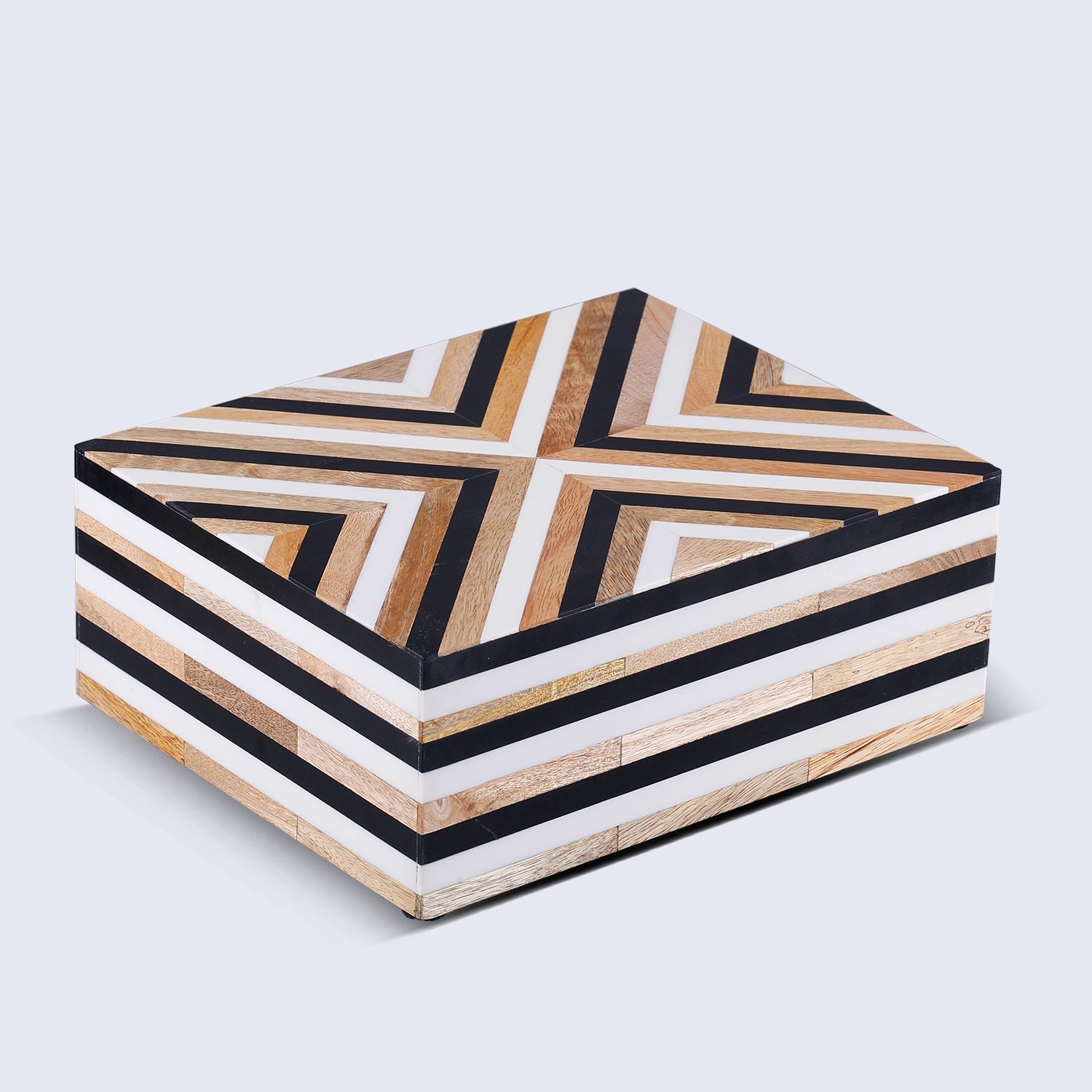Handicrafts Home Decorative Storage Box - Chevron- Black Brown