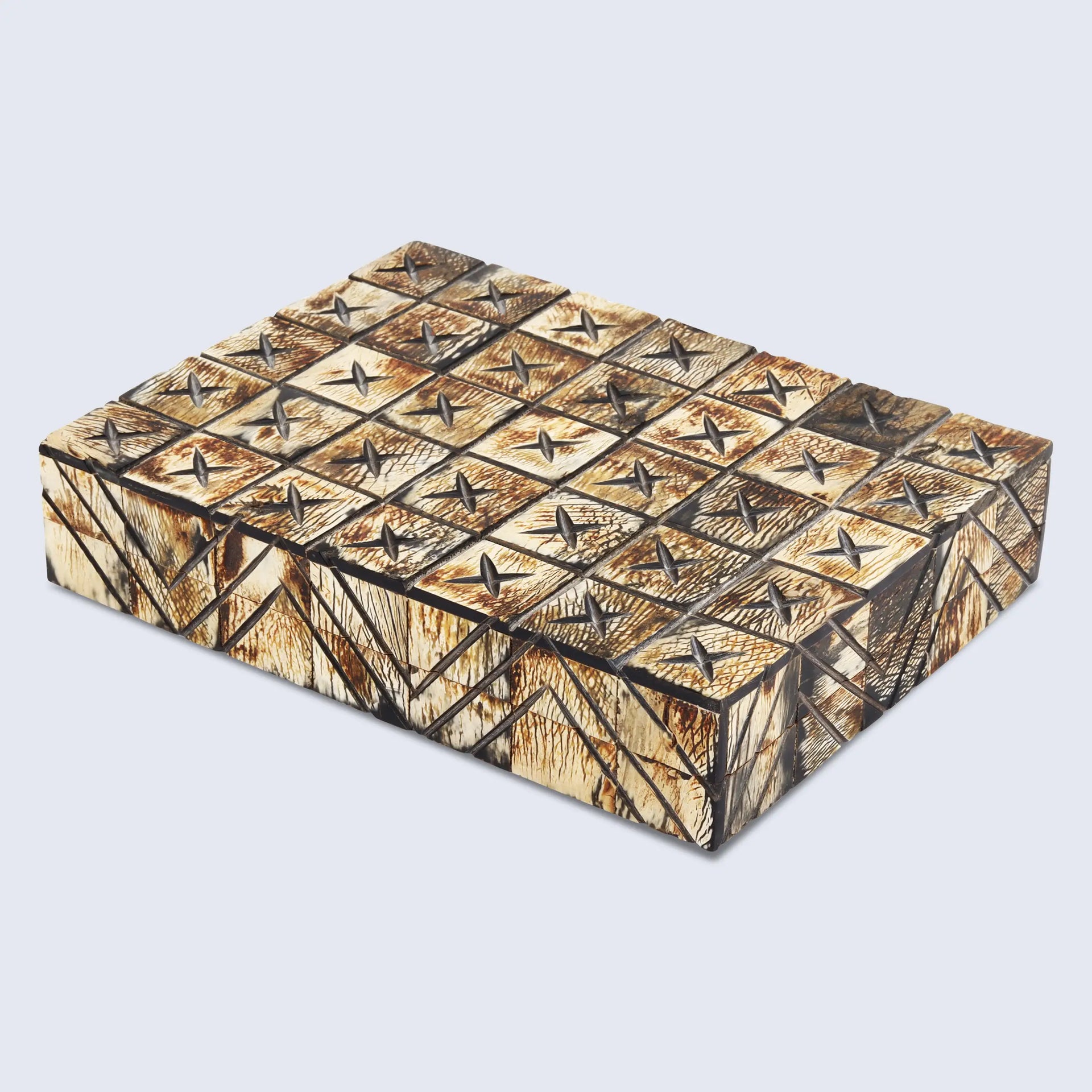Kept Paradox Pattern Decorative Storage, Horn Inlay in 7 Sizes, Brown